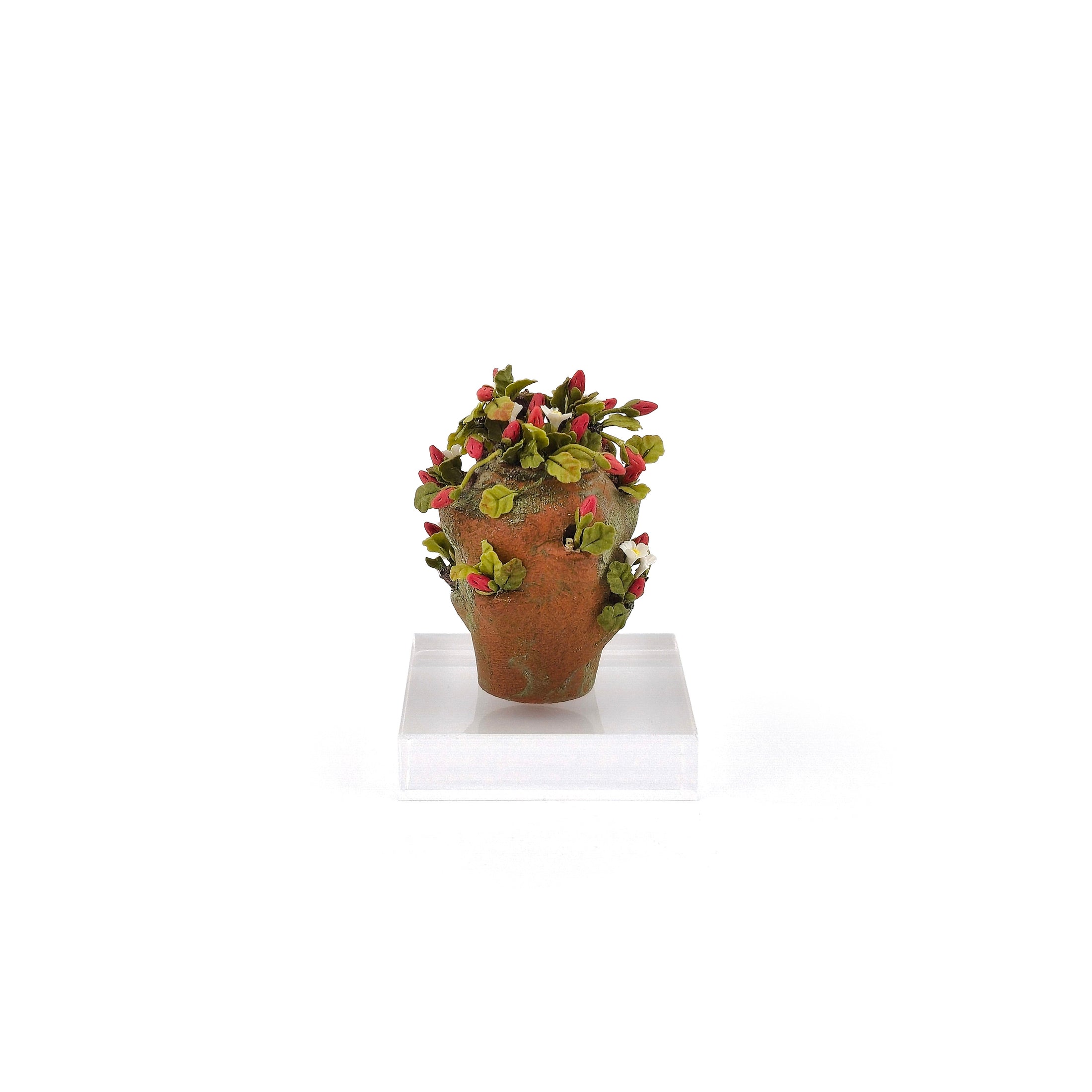 Clay Strawberry Planter with Terracotta Pocket Pot Miniature Dollhouse