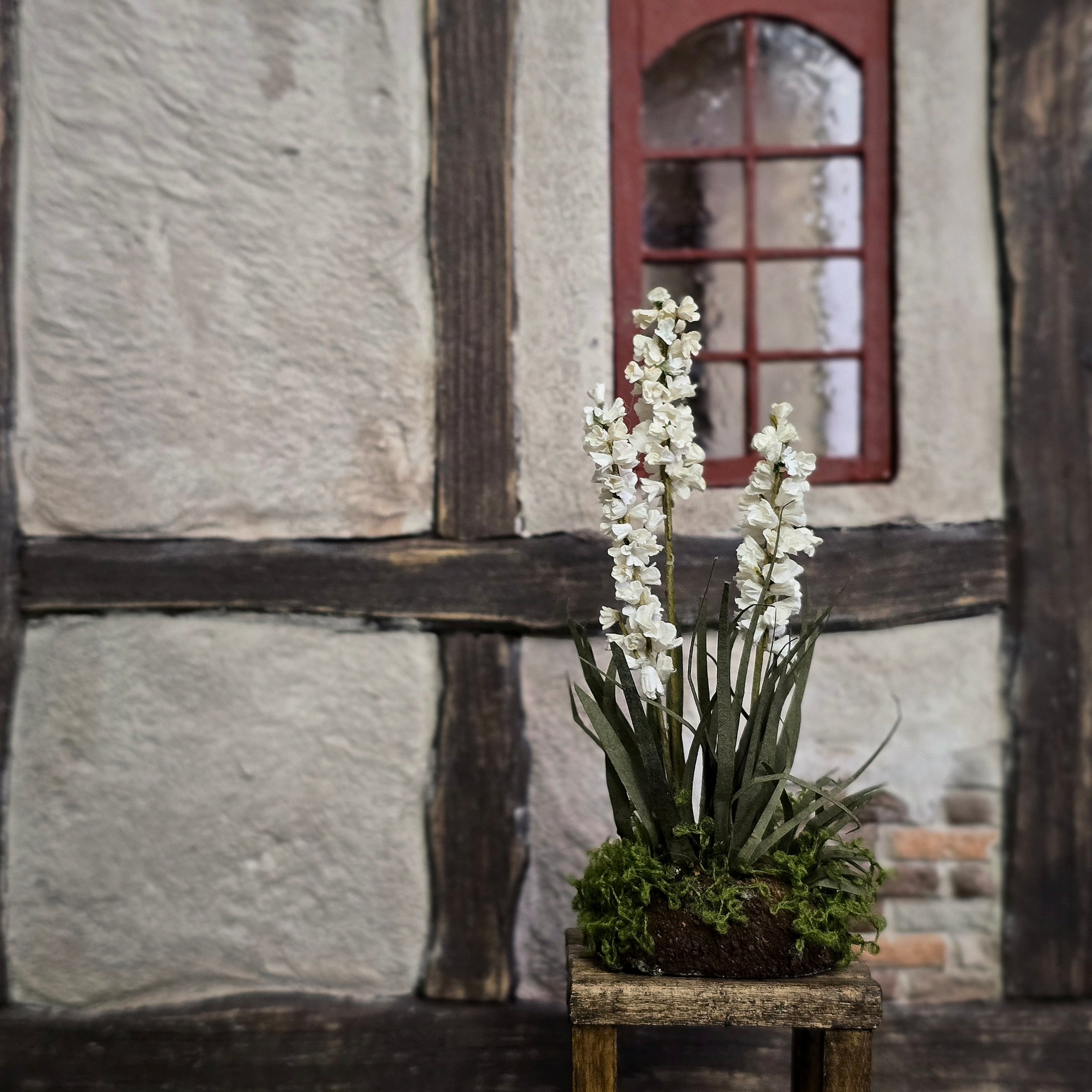 Realistic, Tall White Larkspur Garden Plant Clump Miniature Dollhouse