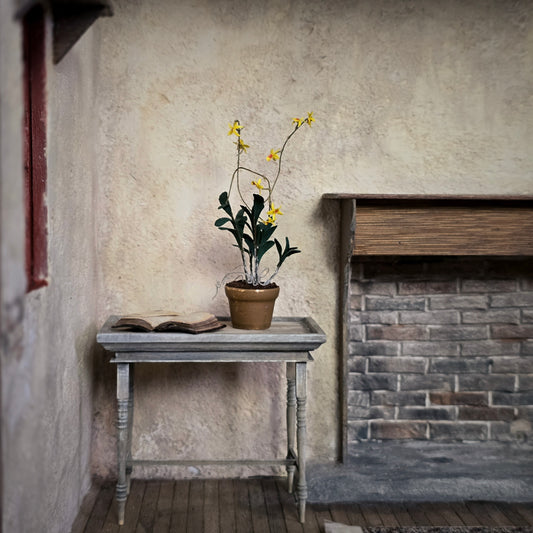Yellow Oncidium Orchid in Terracotta Pot Miniature Dollhouse