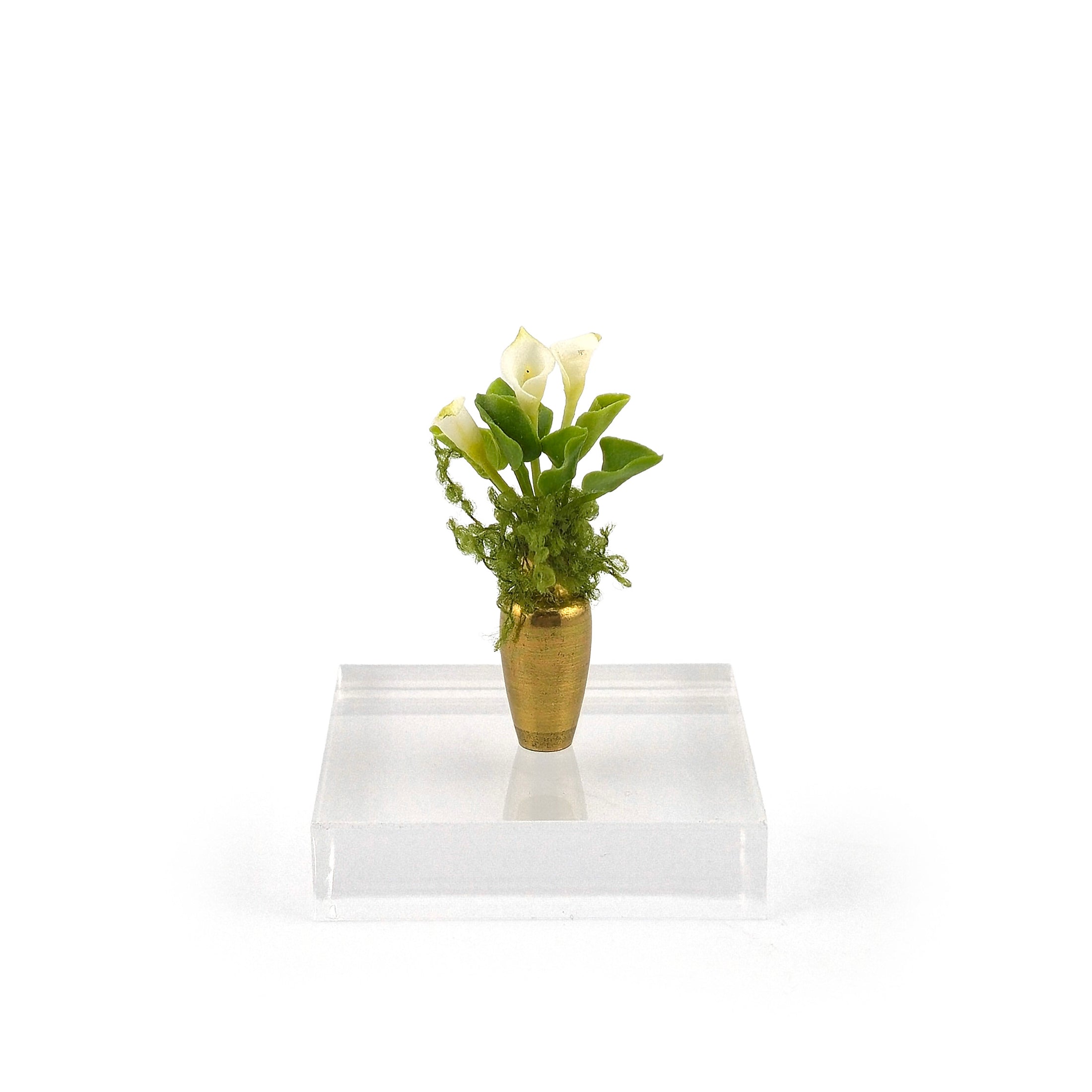 Sculpted Calla Lily Floral Arrangement in Clare Bell Brass Vase