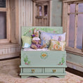 Load image into Gallery viewer, Bridget McCarty Sage Green Beatrix Potter Storage Bench & Bunny Vignette
