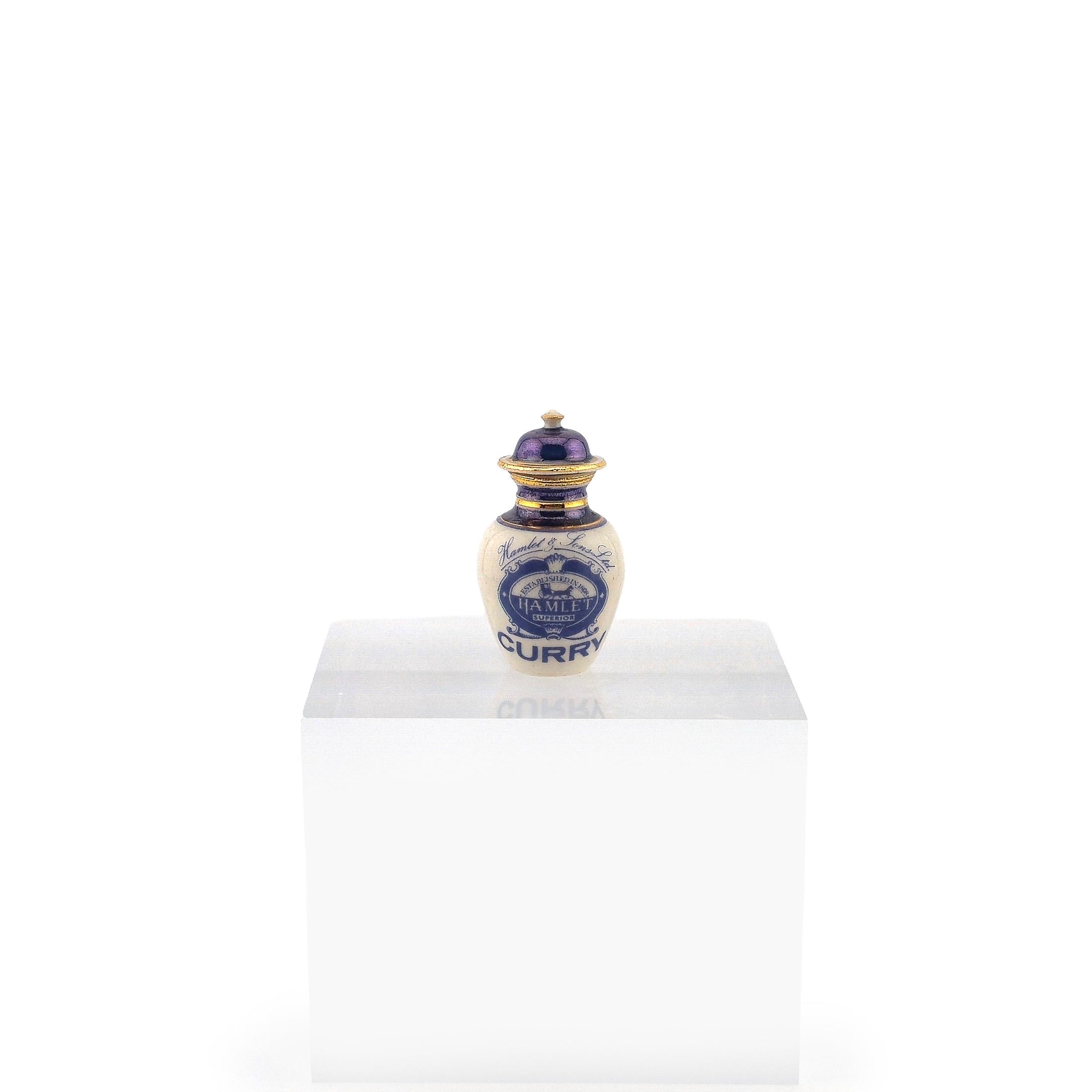 Terry Curran UK Hamlet Curry Gilt Lidded Porcelain Apothecary Jar