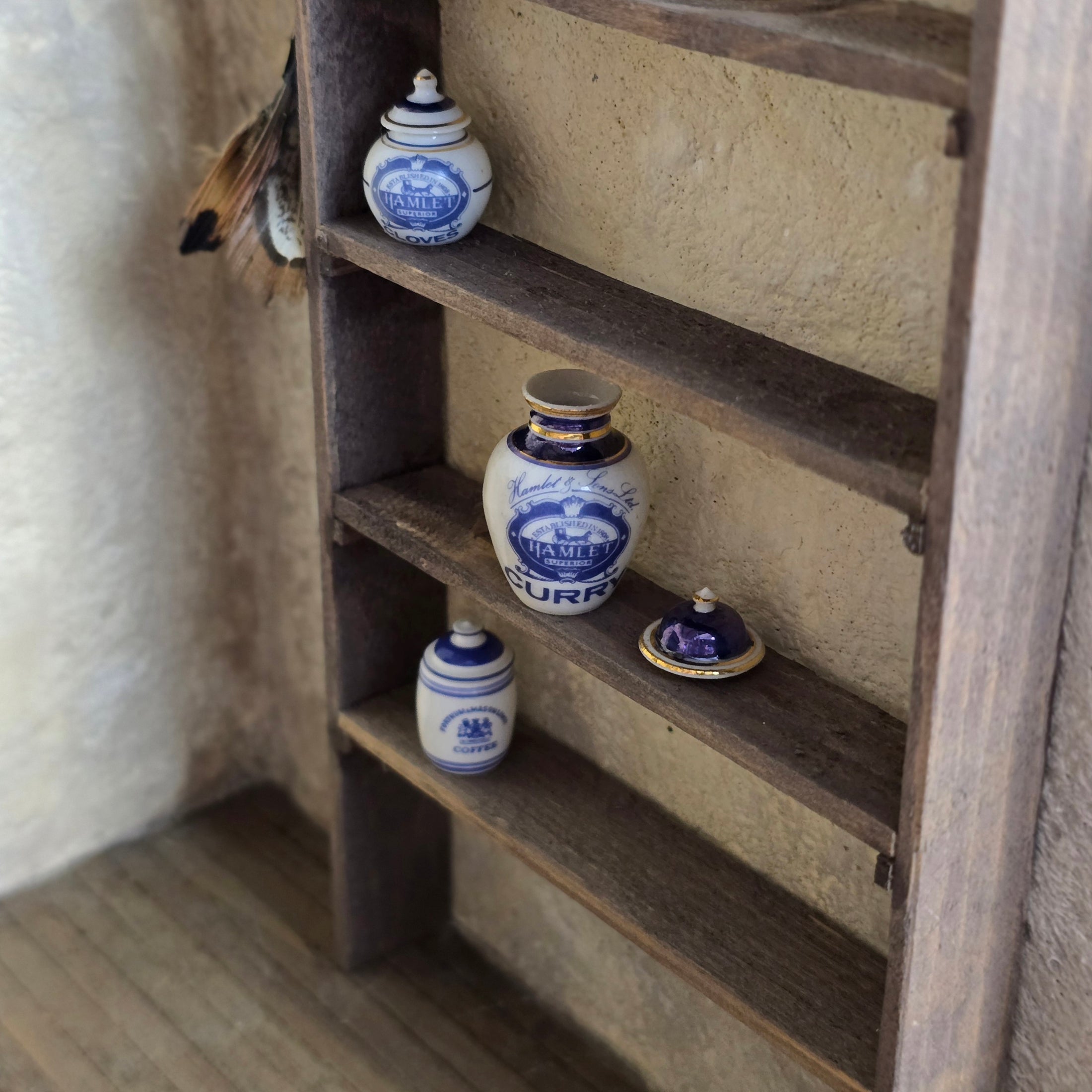 Terry Curran UK Hamlet Curry Gilt Lidded Porcelain Apothecary Jar