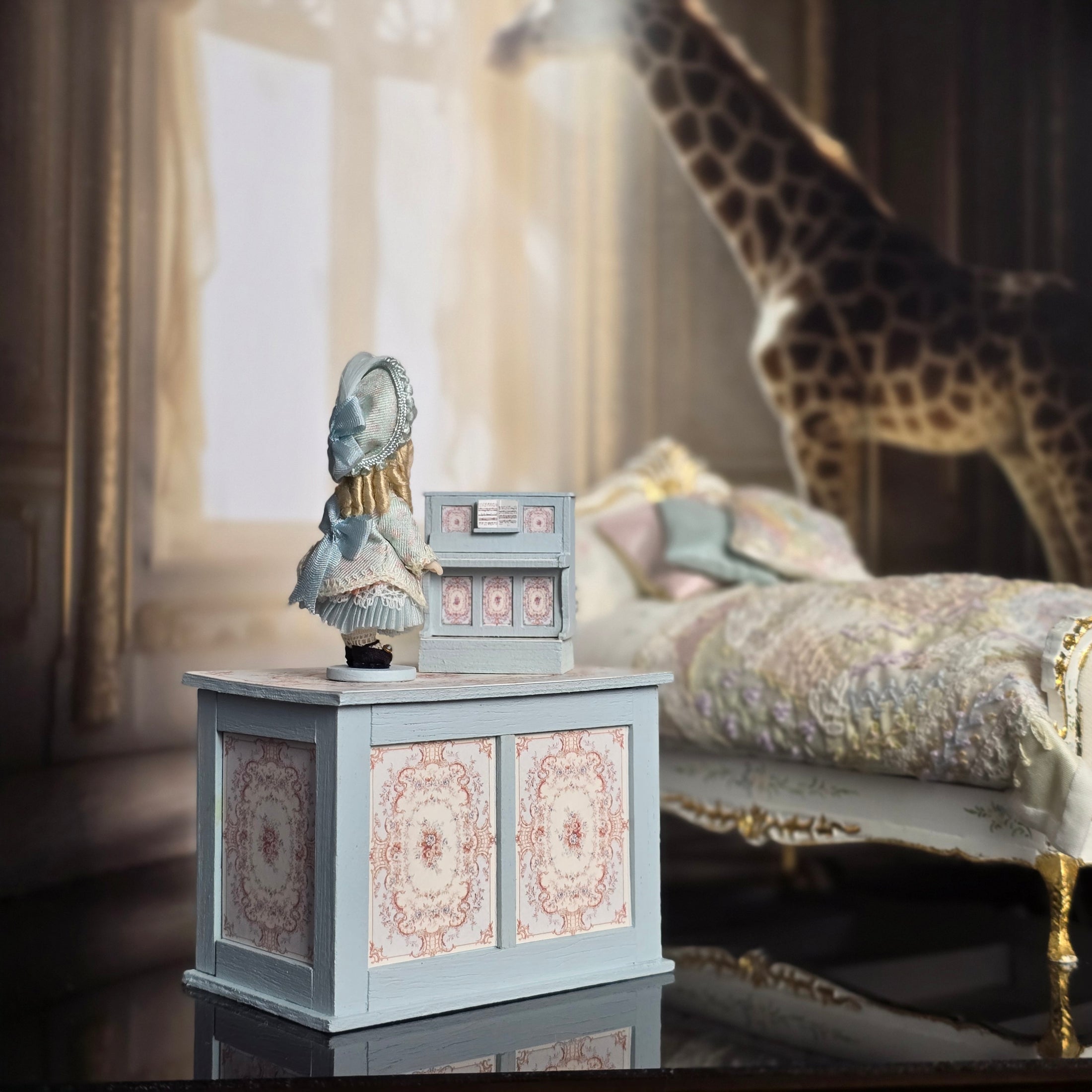 Musical Jumeau Toy Doll & Piano Chest by Sandra Morris