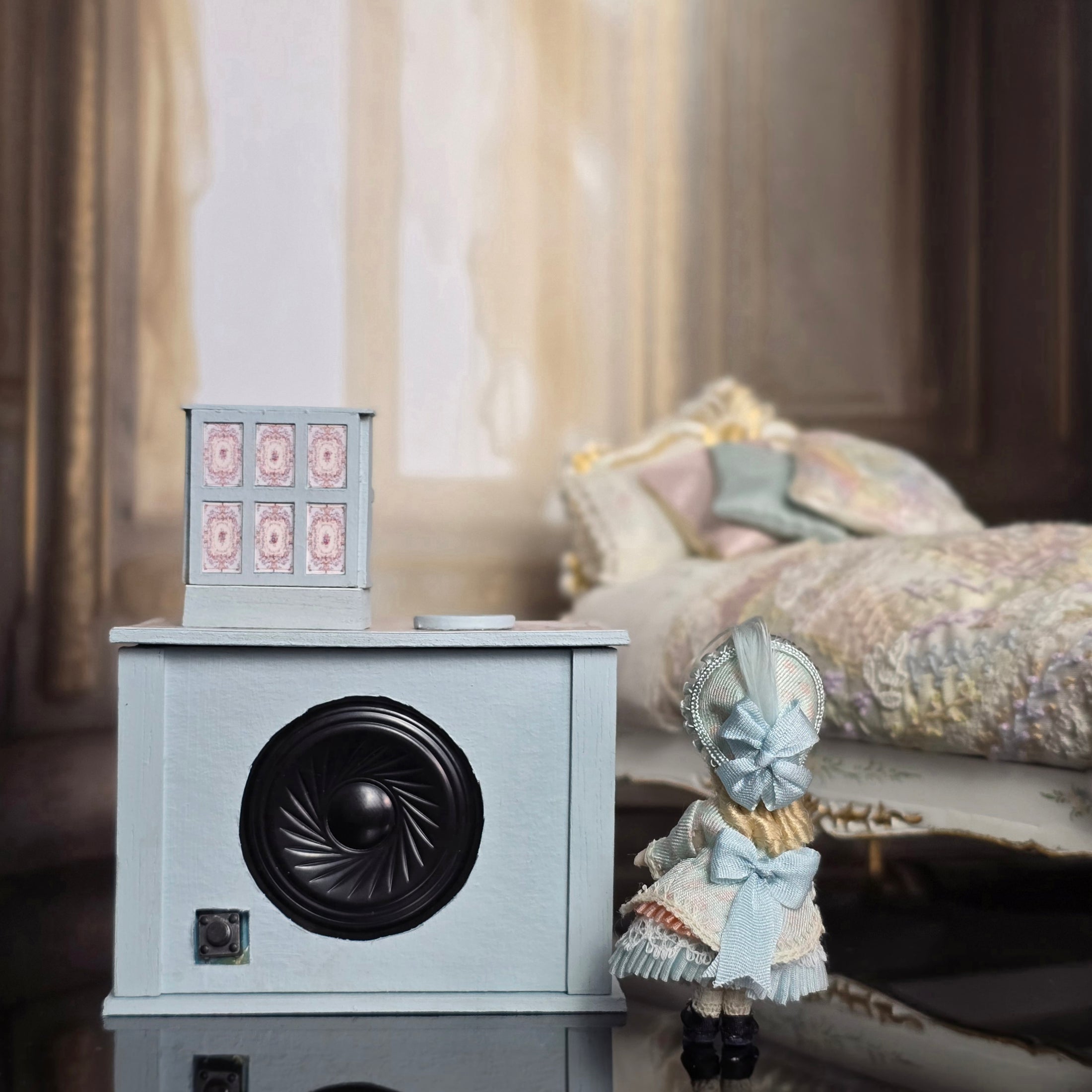 Musical Jumeau Toy Doll & Piano Chest by Sandra Morris