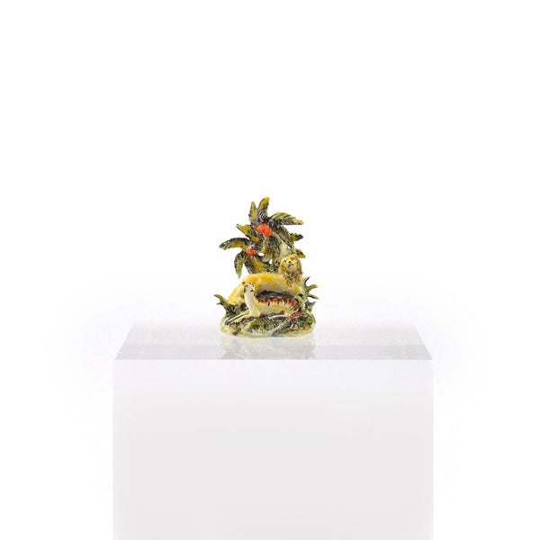 Tricia Street Staffordshire Lion & Tiger Bocage Porcelain Sculpture