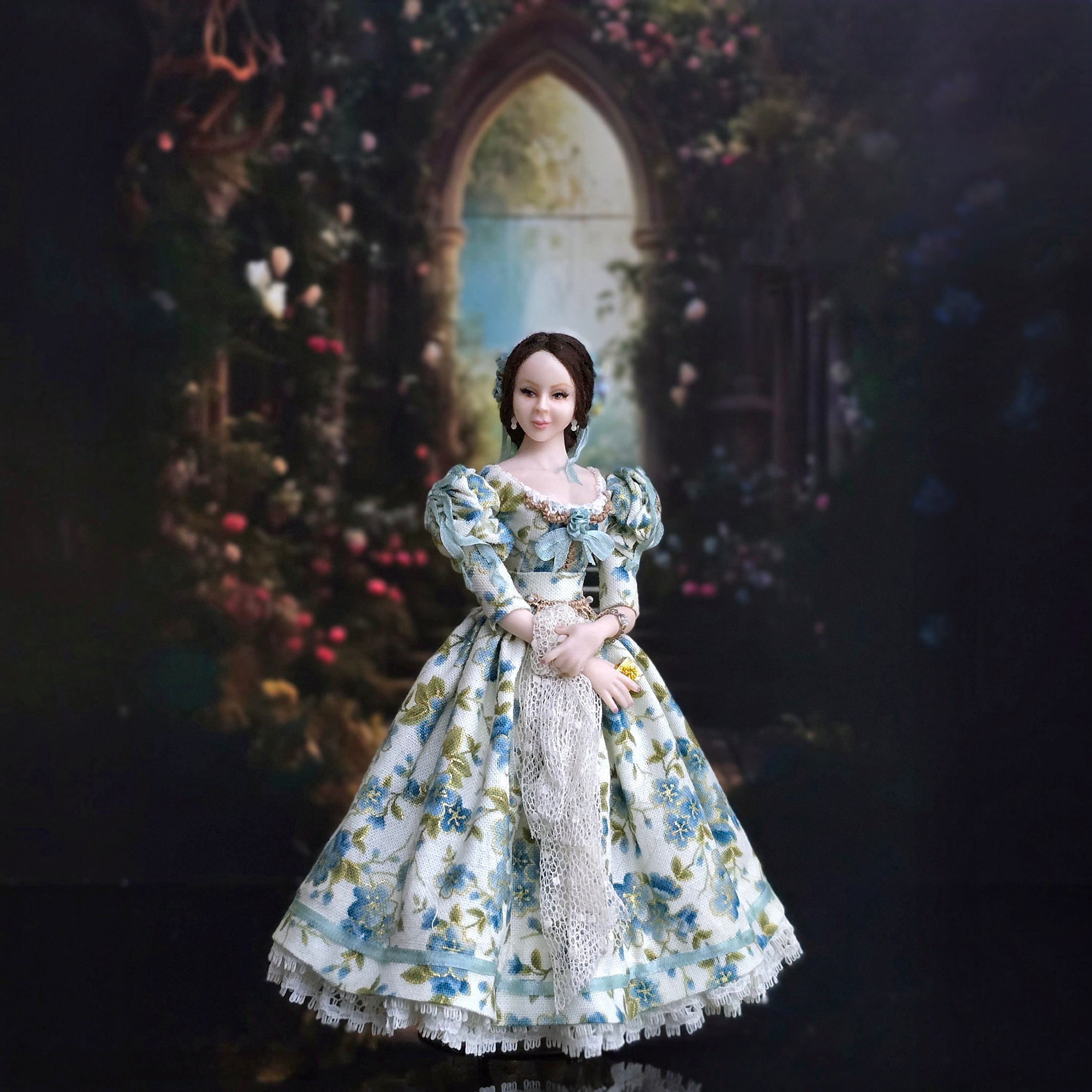 Porcelain Romantic Era Lady Dollhouse Doll by Dana Burton
