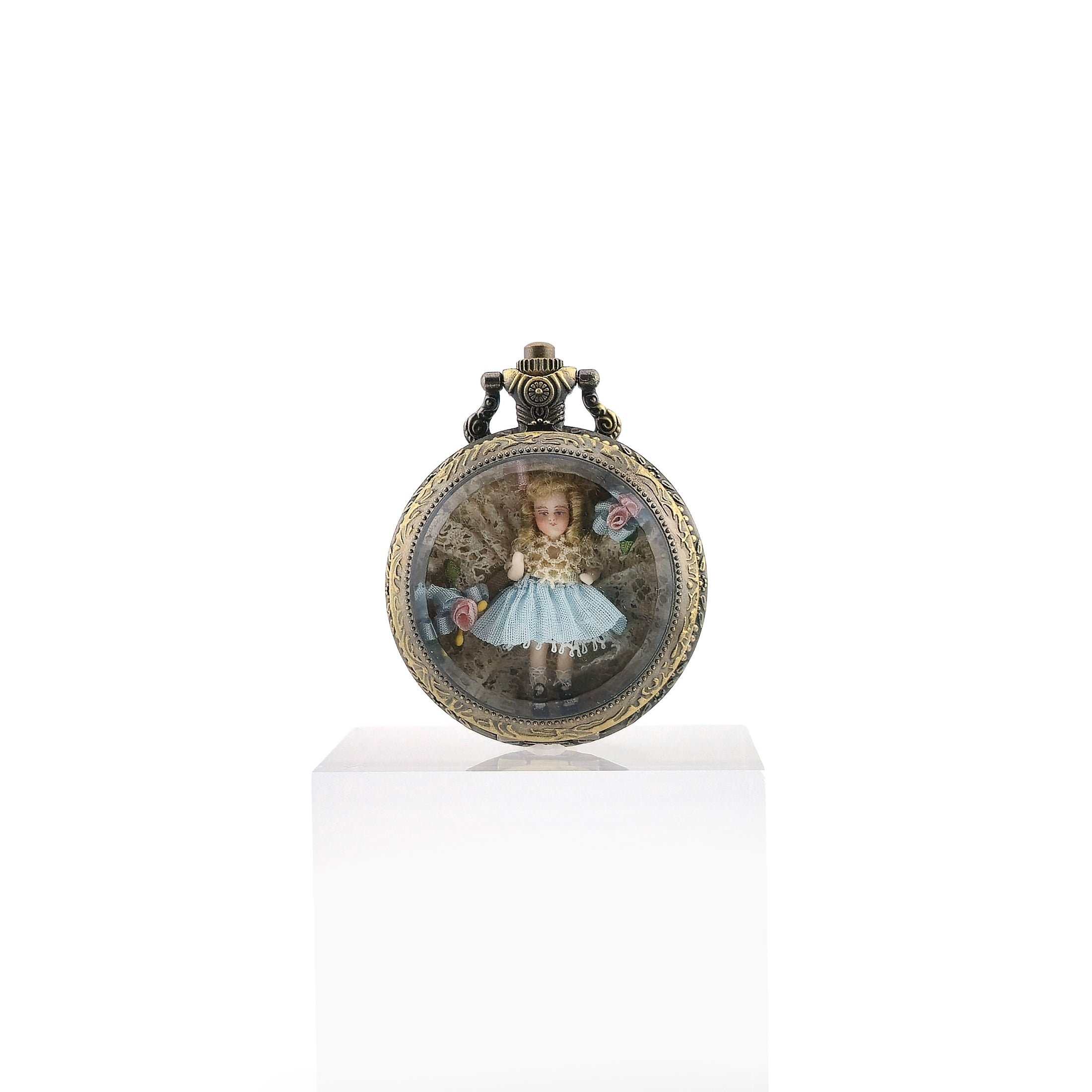 Unique Pat Boldt Pocket Watch Doll Diorama OOAK Miniature Dollhouse