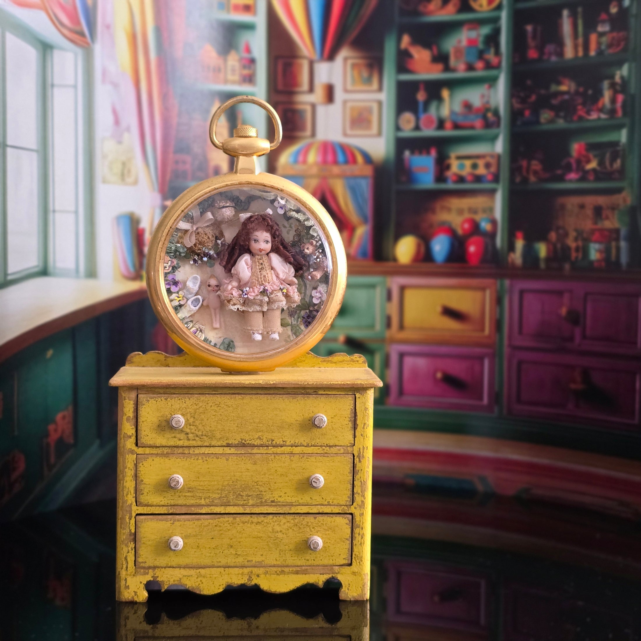 Tina Richardson Pocket Watch Doll Diorama OOAK Miniature Dollhouse
