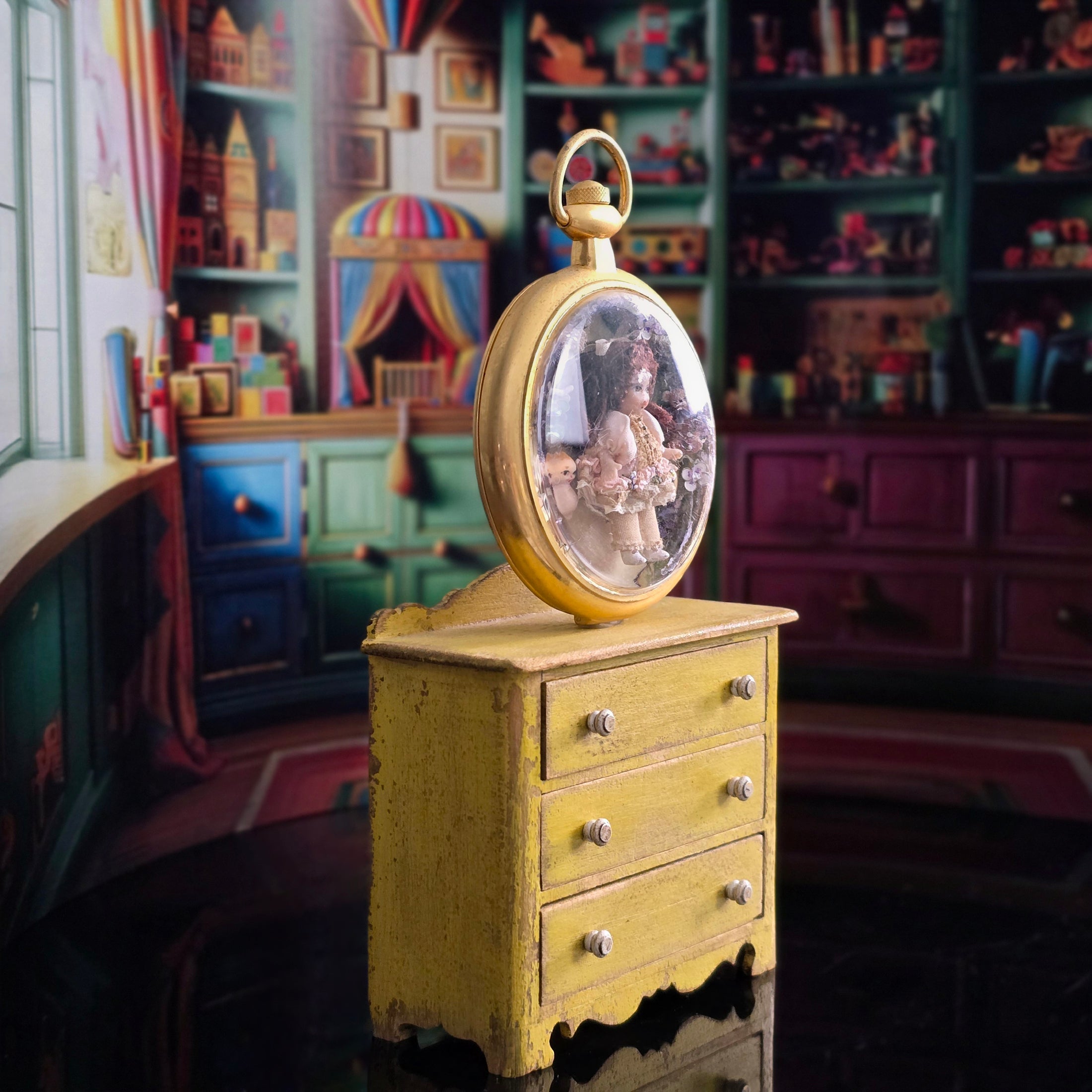 Tina Richardson Pocket Watch Doll Diorama OOAK Miniature Dollhouse