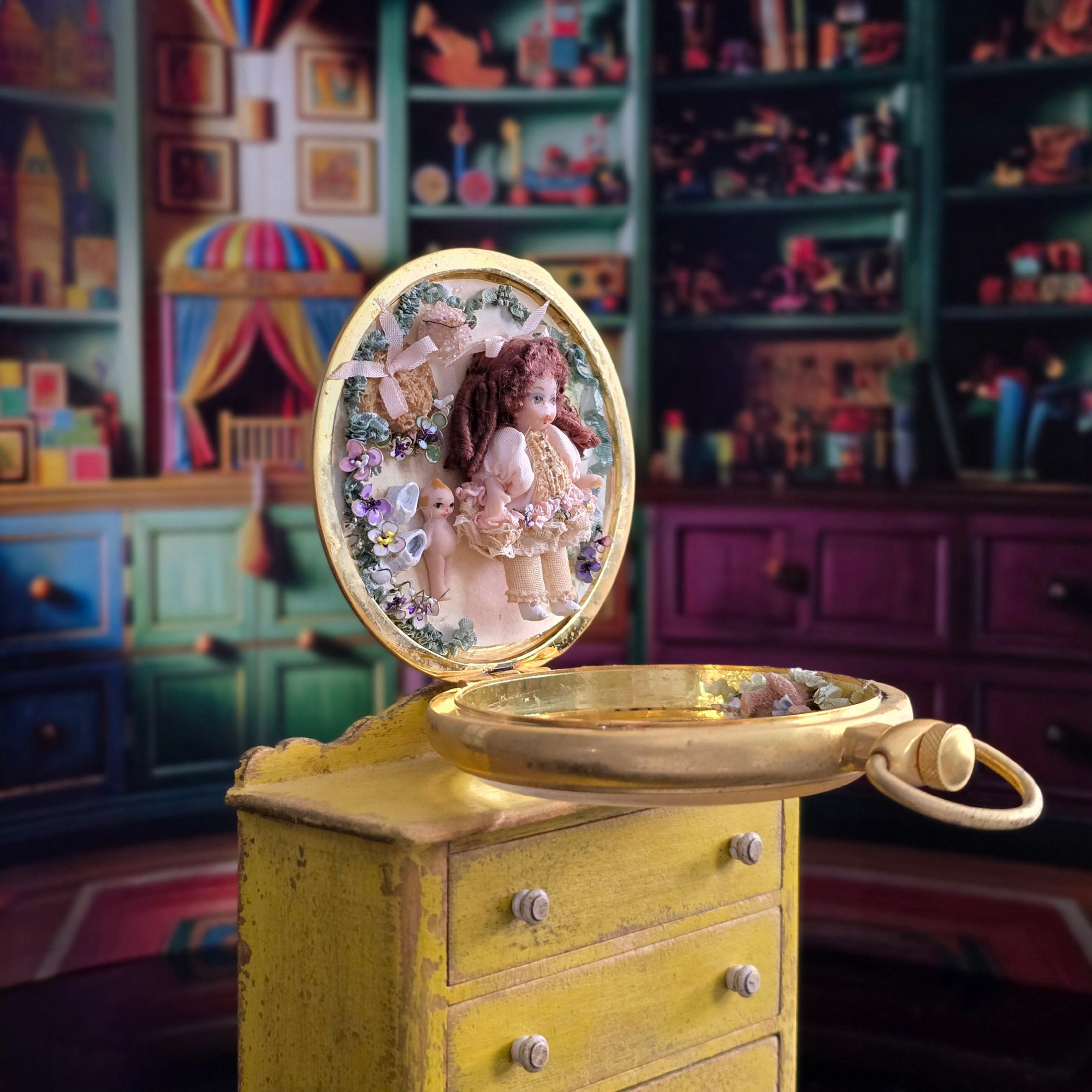 Tina Richardson Pocket Watch Doll Diorama OOAK Miniature Dollhouse
