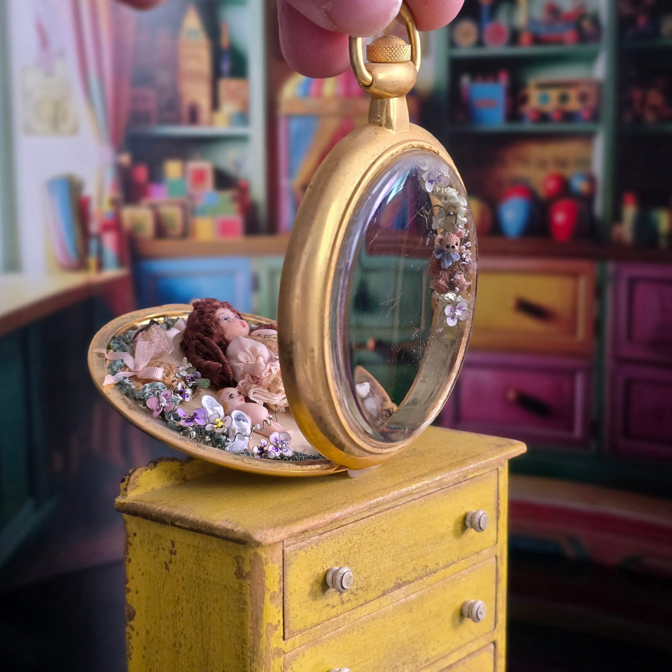 Tina Richardson Pocket Watch Doll Diorama OOAK Miniature Dollhouse