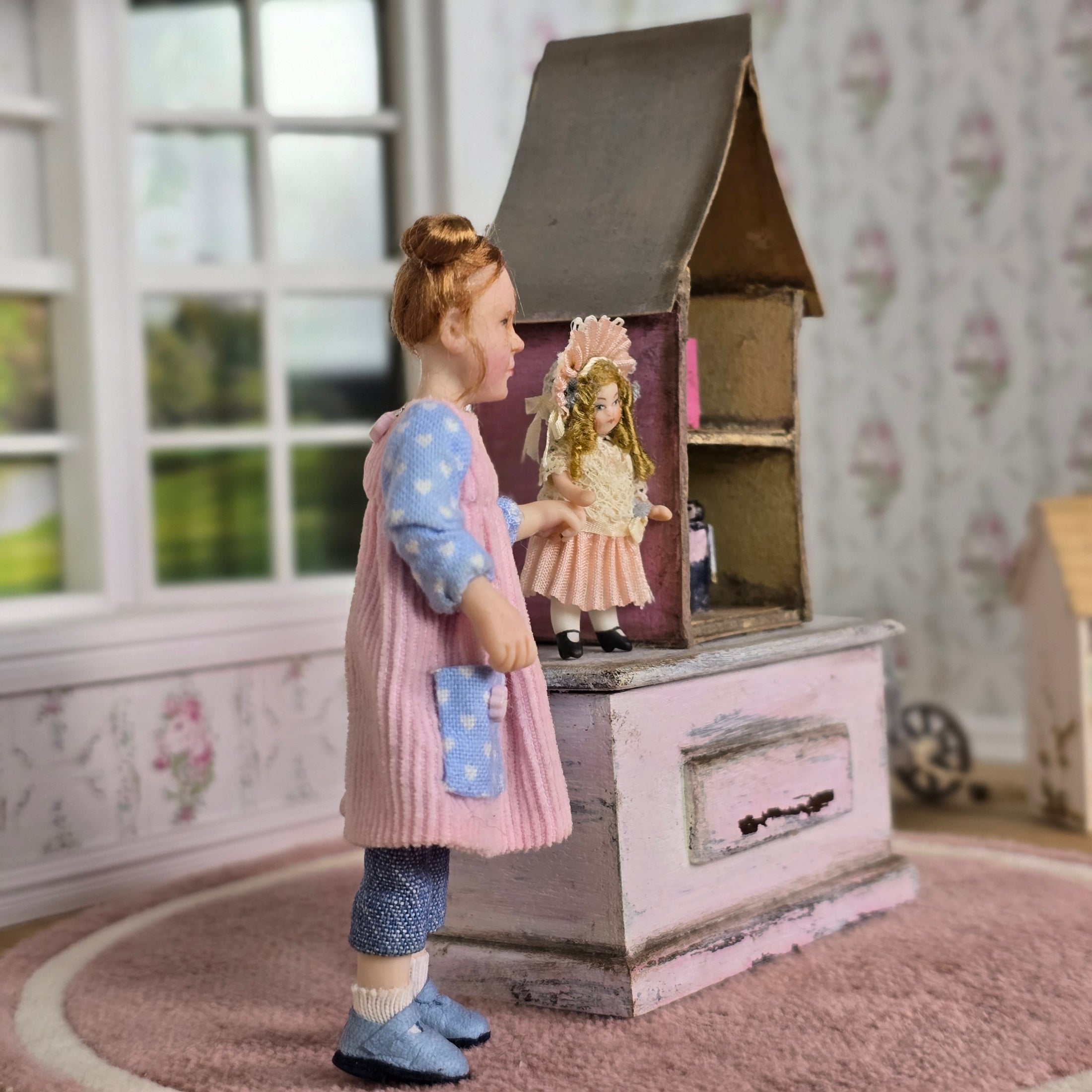Tina Richardson OOAK Victorian Companion Doll Sculpted Clay Miniature Dollhouse