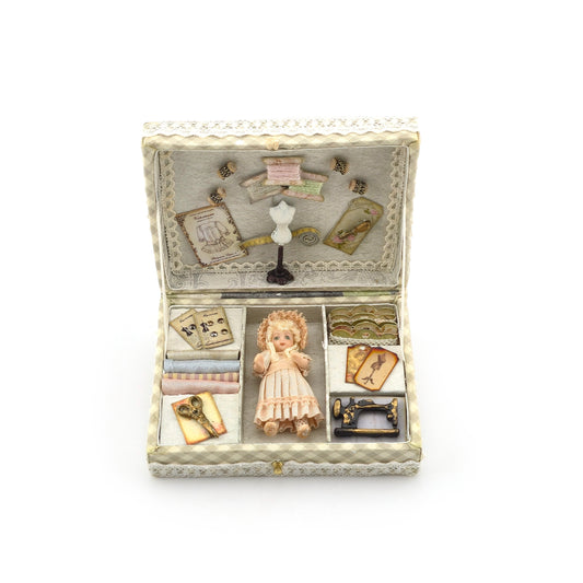 OOAK Tina Richardson Victorian Doll & Sewing Layette Presentation Box