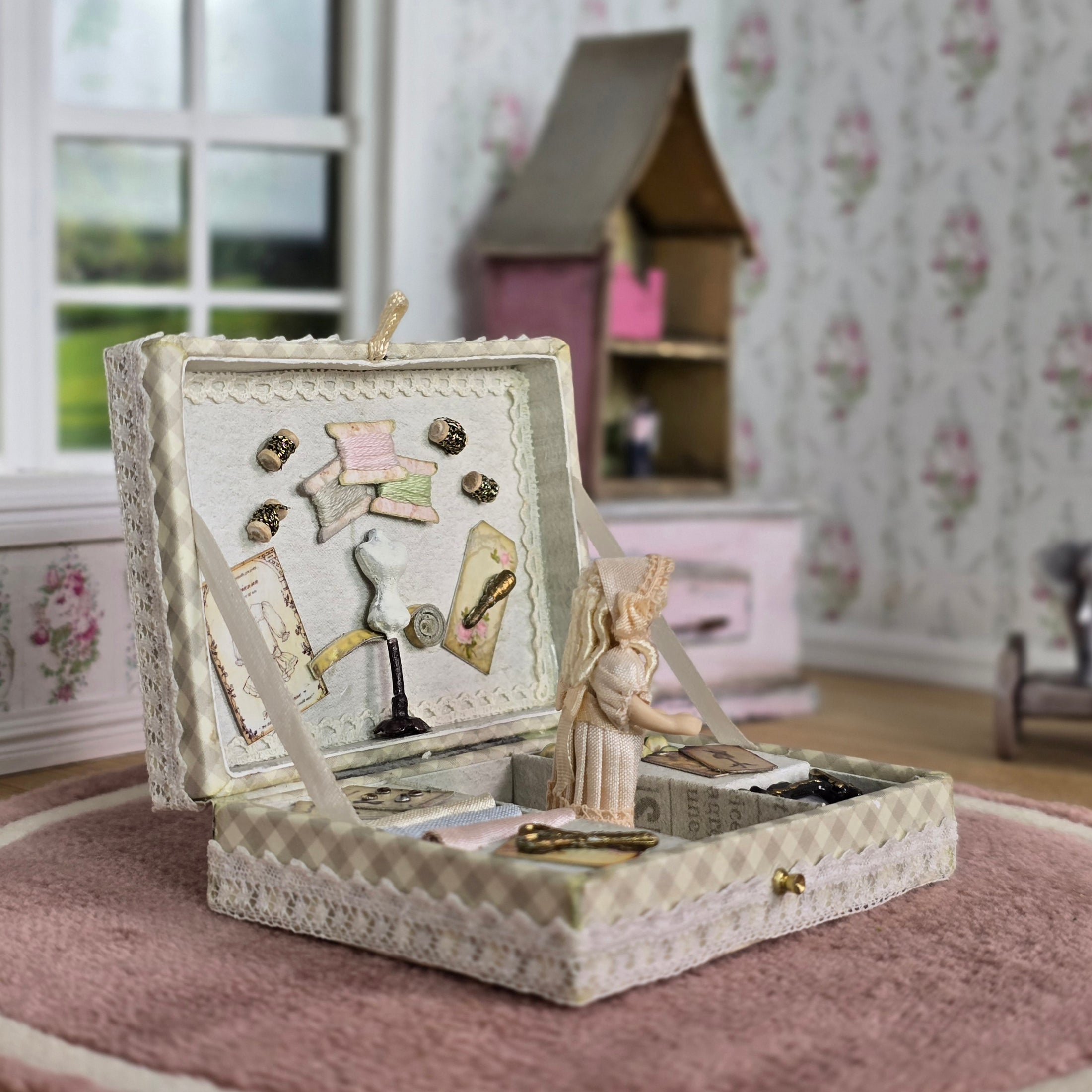OOAK Tina Richardson Victorian Doll & Sewing Layette Presentation Box