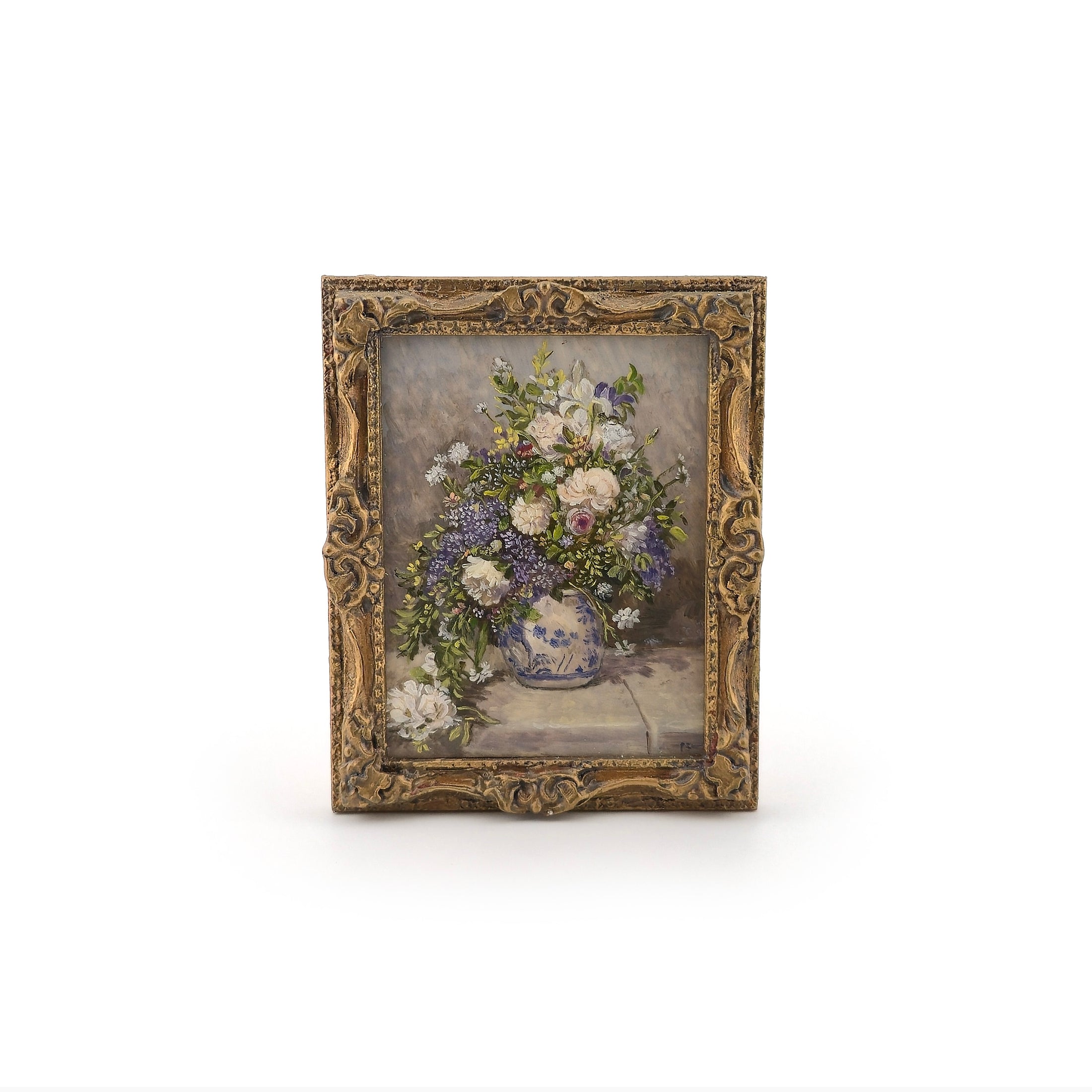 Paul Saltarelli Framed Impressionist Oil Painting "Spring Bouquet" After Renoir