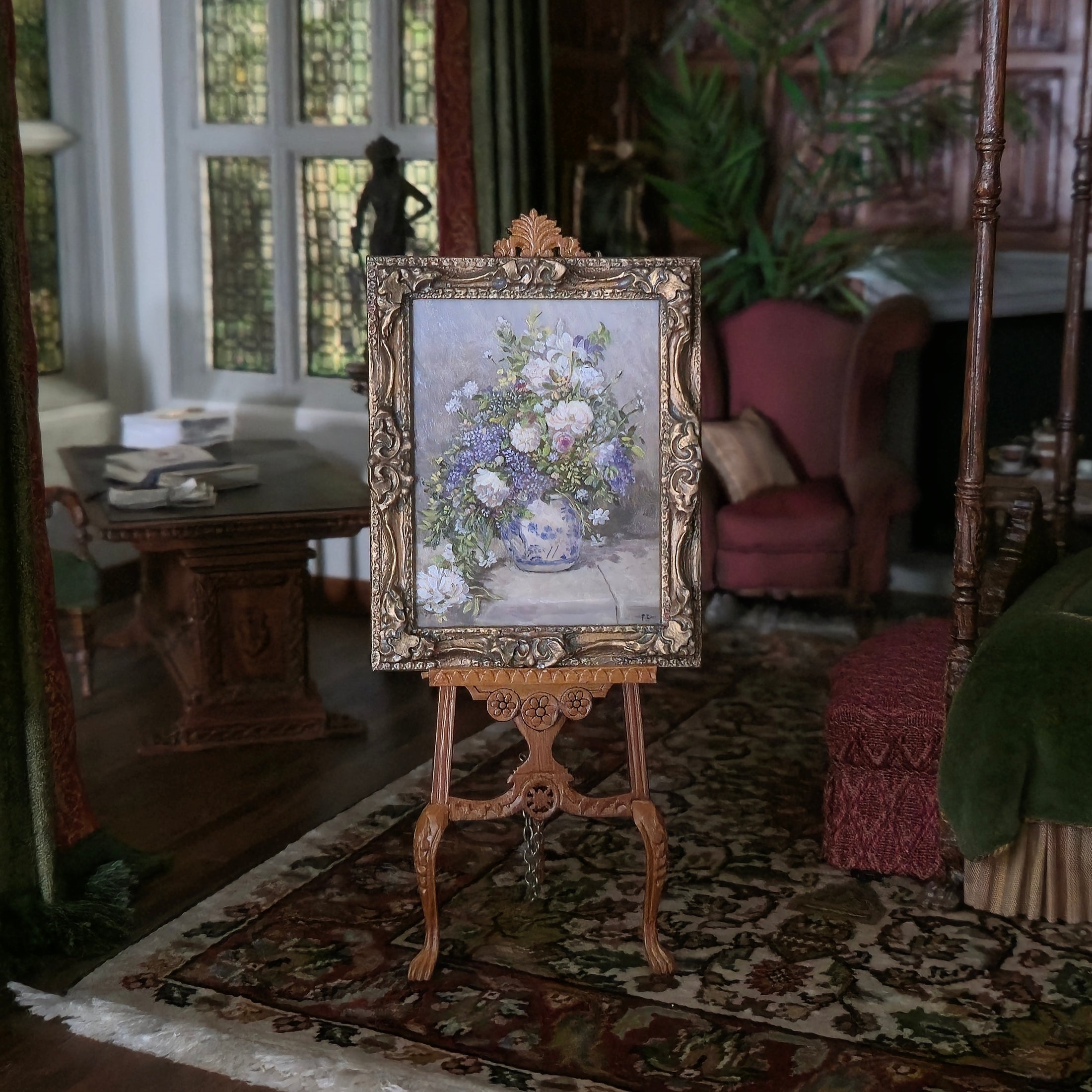 Paul Saltarelli Framed Impressionist Oil Painting "Spring Bouquet" After Renoir