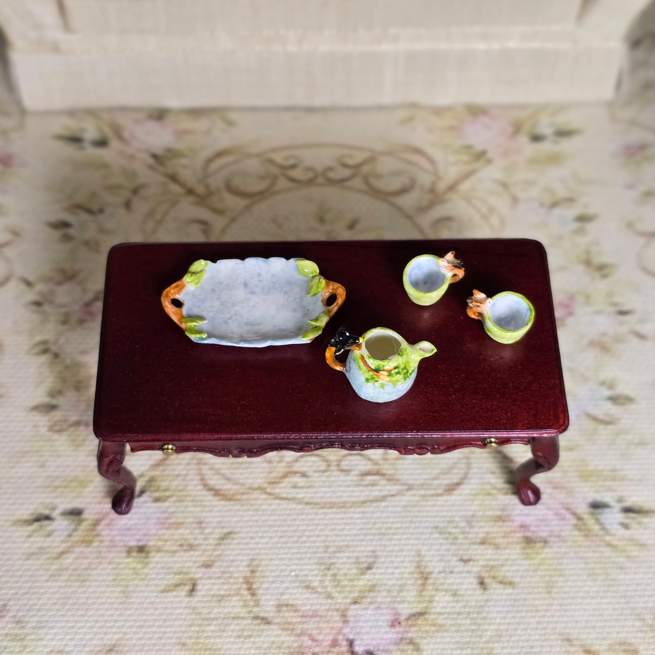 4-Piece Storybook Veronique Cornish Bird Tea Set with Serving Tray