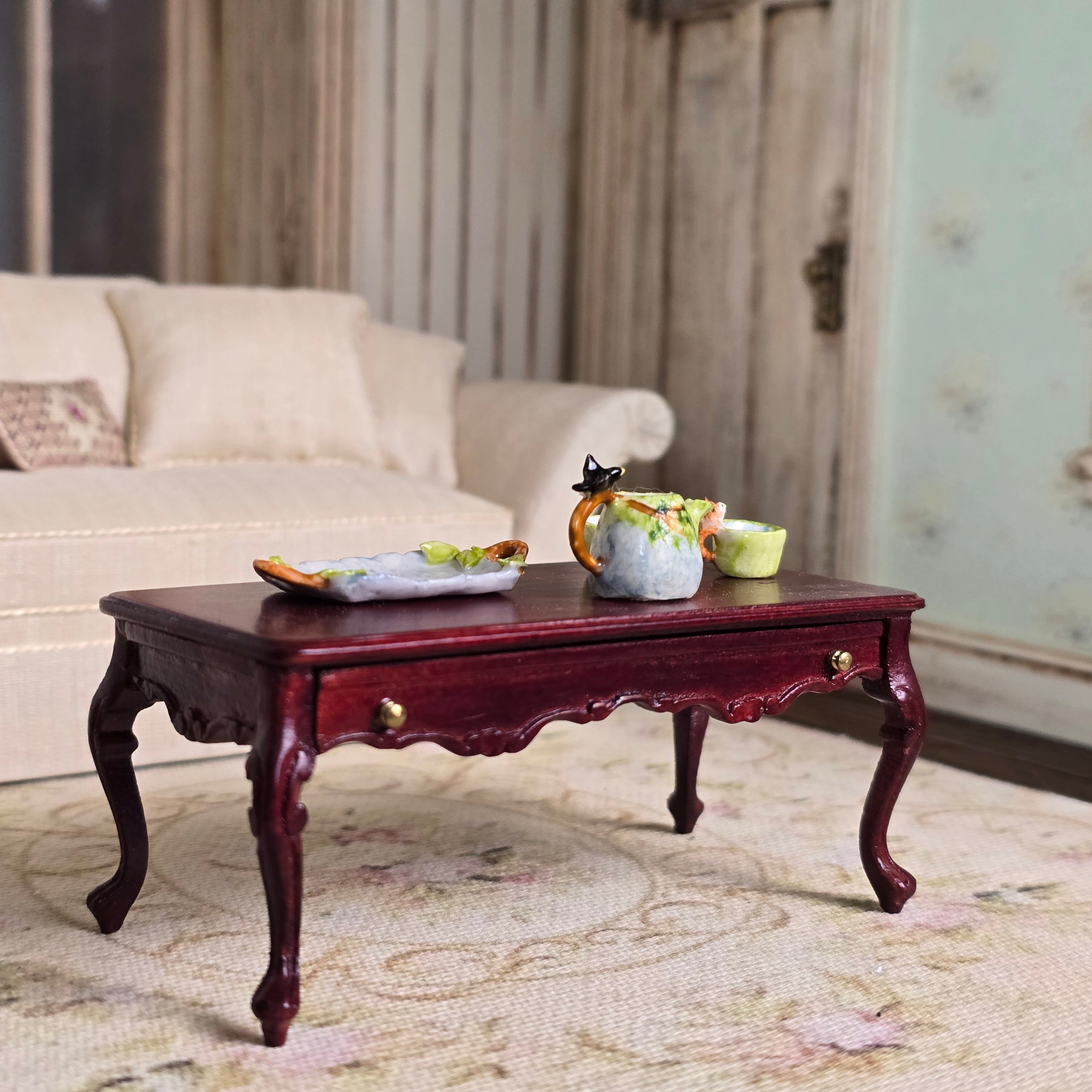 4-Piece Storybook Veronique Cornish Bird Tea Set with Serving Tray