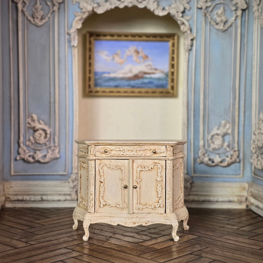 Painted and Distressed French Provincial Commode Cabinet Hansson