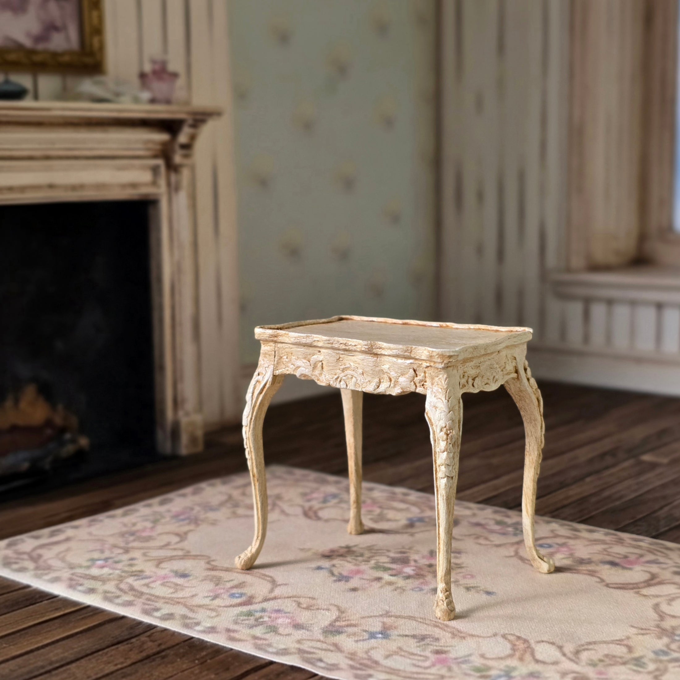 Custom Painted and Distressed French Provincial Side Table Bespaq