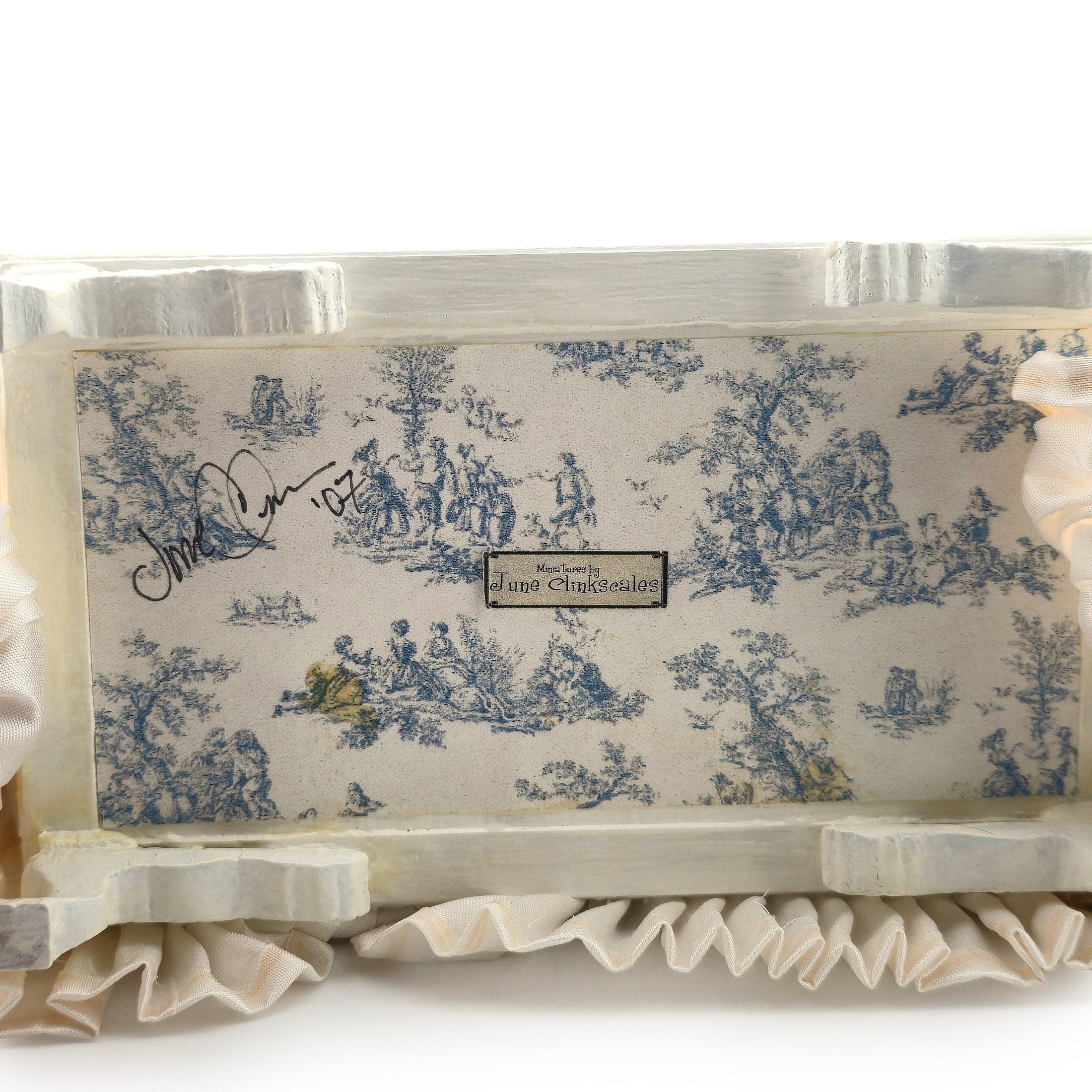 Pale Blue Toile Lit à la Polonaise Canopy Bed by June Clinkscales