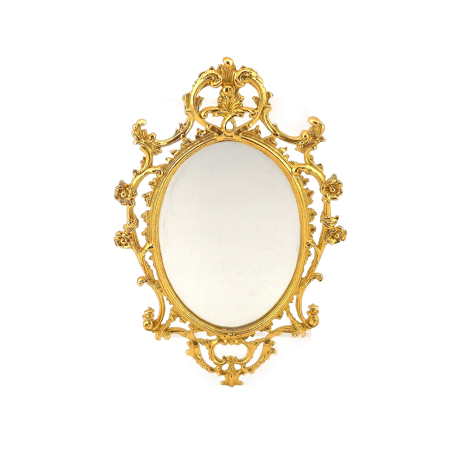 John J. Hodgson 22K Gold Gilt Baroque Oval Wall Mirror, 1:12 Scale