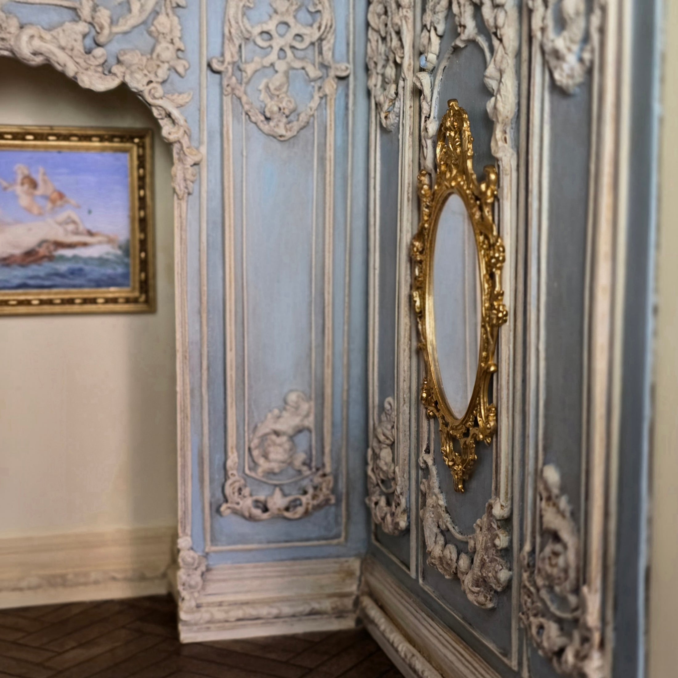 1995 Dramatic 22kt Gold Rococo Wall Mirror by John Hodgson
