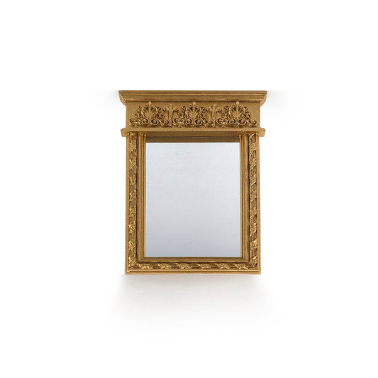 Architectural Gold Leaf Metal Neoclassical Trumeau Wall Mirror