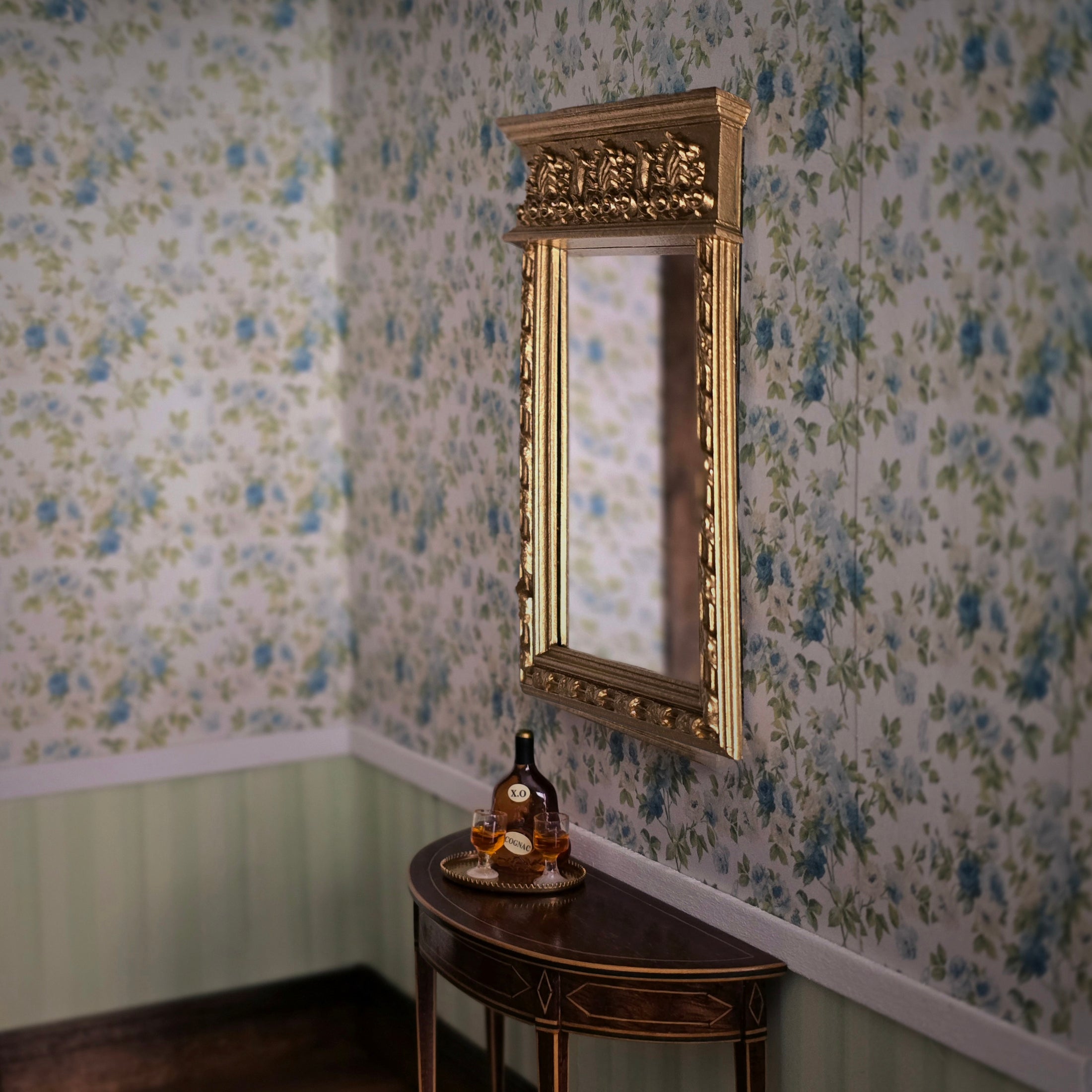 Architectural Gold Leaf Metal Neoclassical Trumeau Wall Mirror