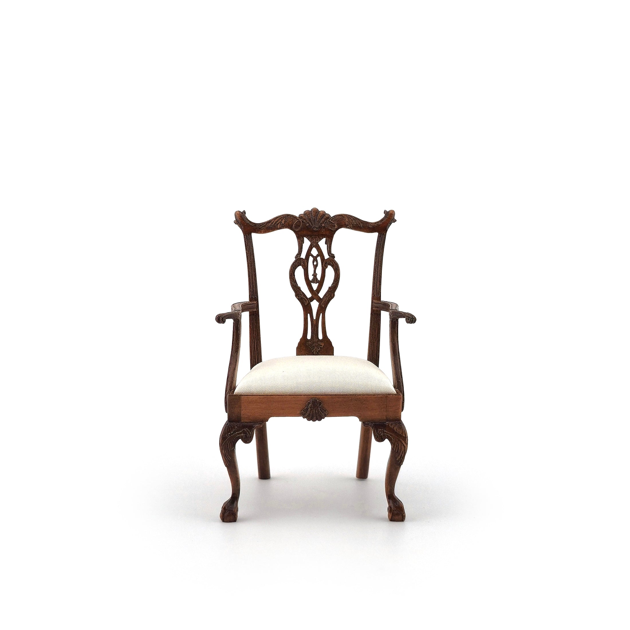 Mark Gooch Silk Upholstered Chippendale Ribbon Back Armchair #1