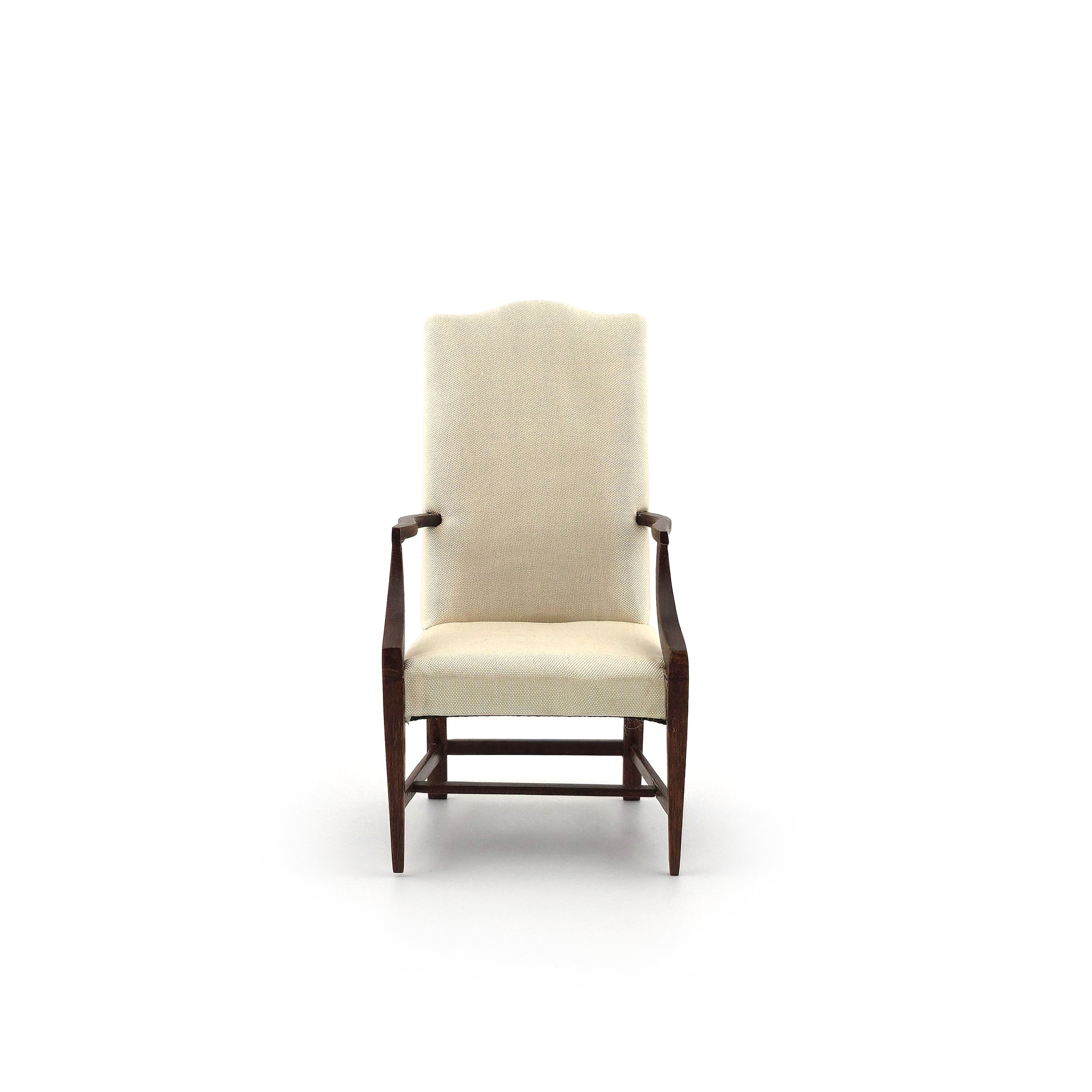 Robert Gray Silk Upholstered Georgian Camel Back Armchair