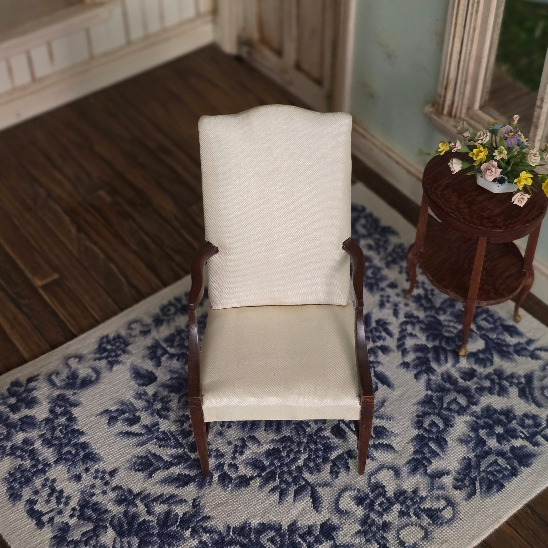 Robert Gray Silk Upholstered Georgian Camel Back Armchair