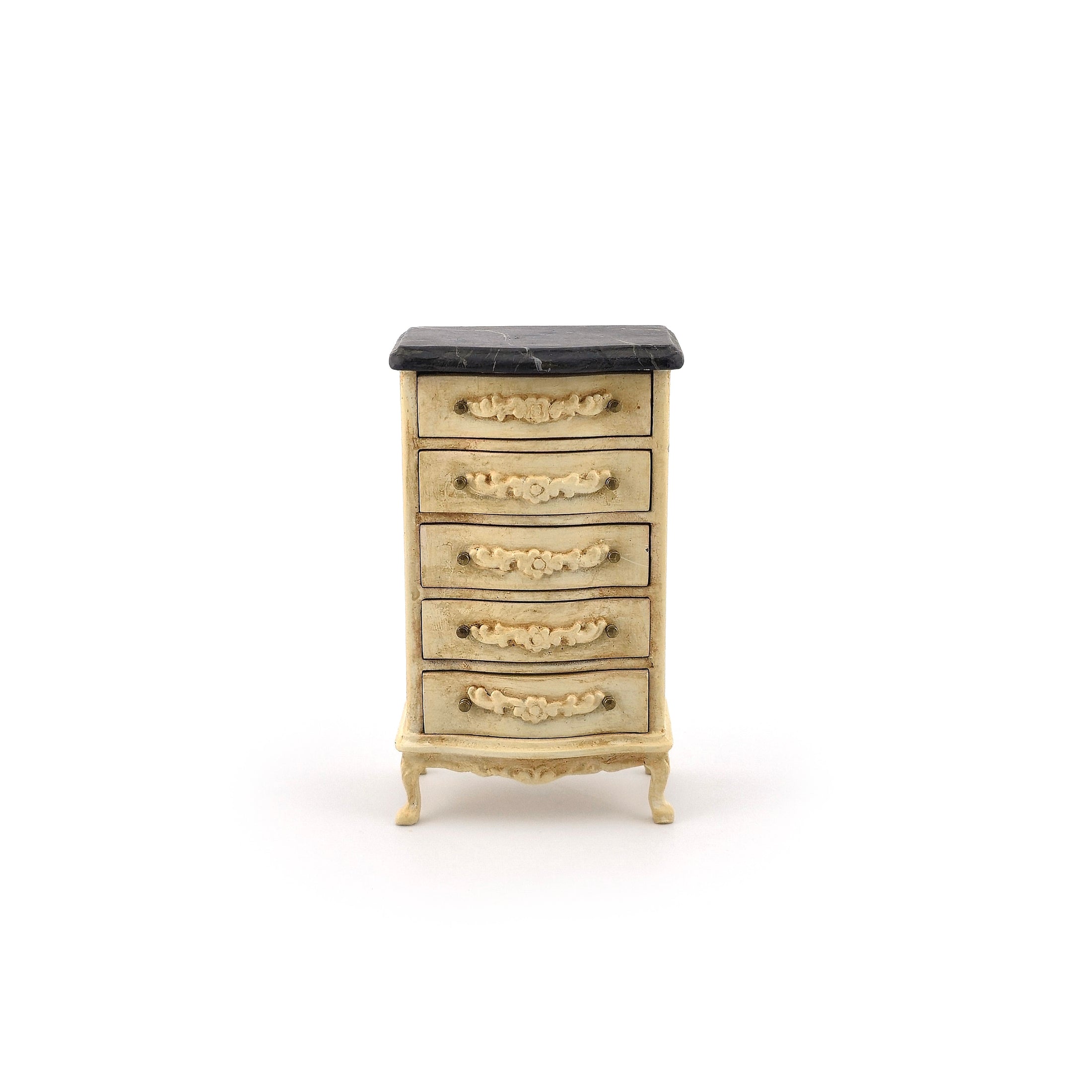 Wood & Hand-Painted Marble Louis XV Chiffonnier Chest by June Clinkscales