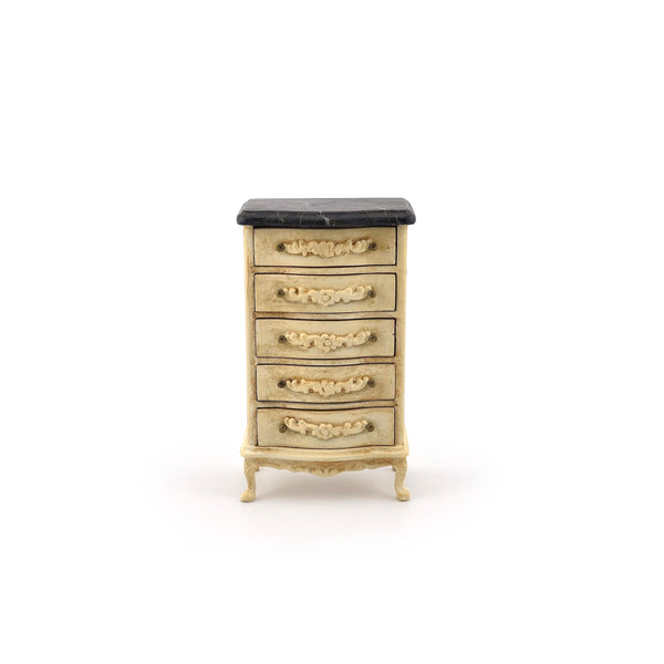 Wood & Hand-Painted Marble Louis XV Chiffonnier Chest by June Clinkscales