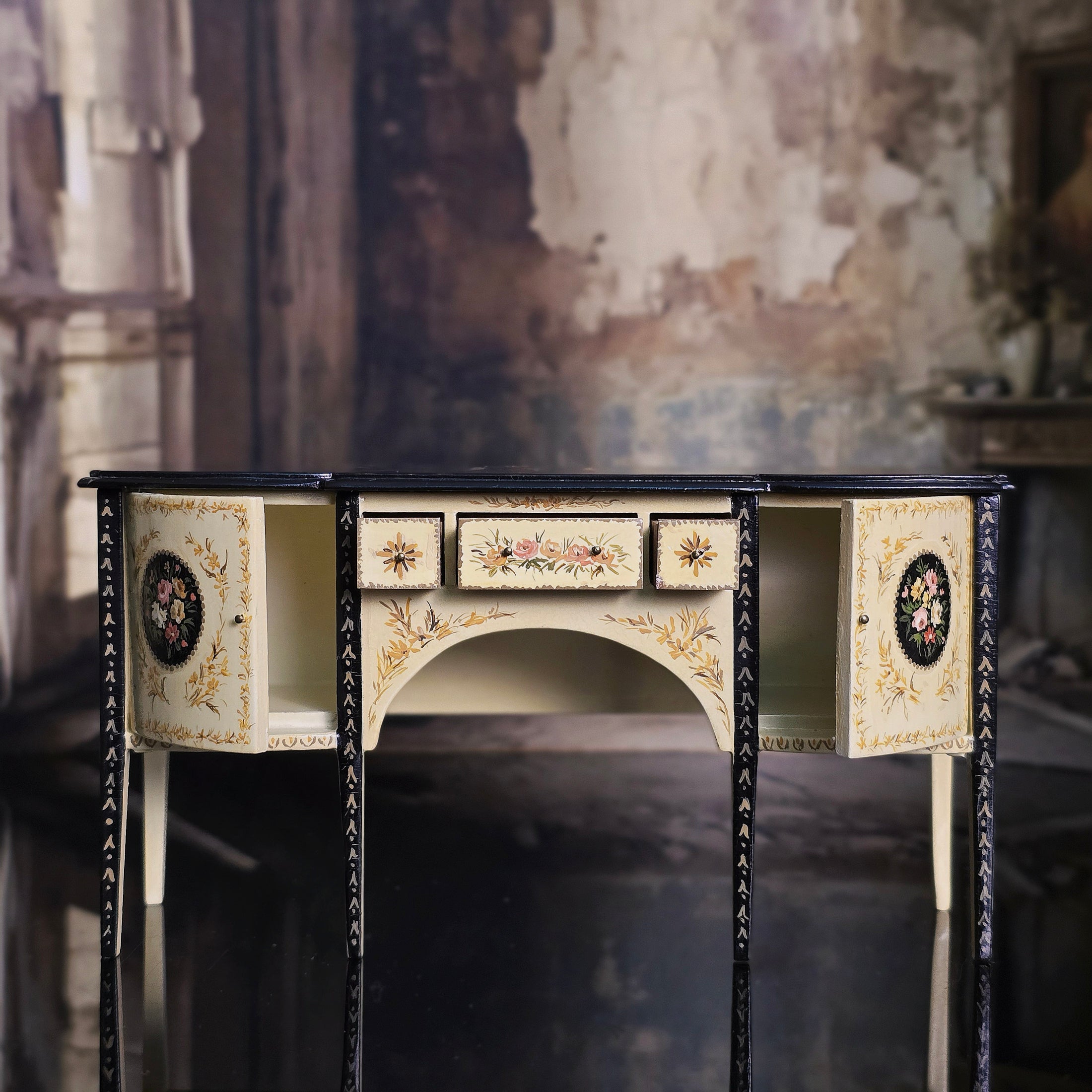Sheraton Hand-Painted Sideboard Dressing Table by Renee Isabelle