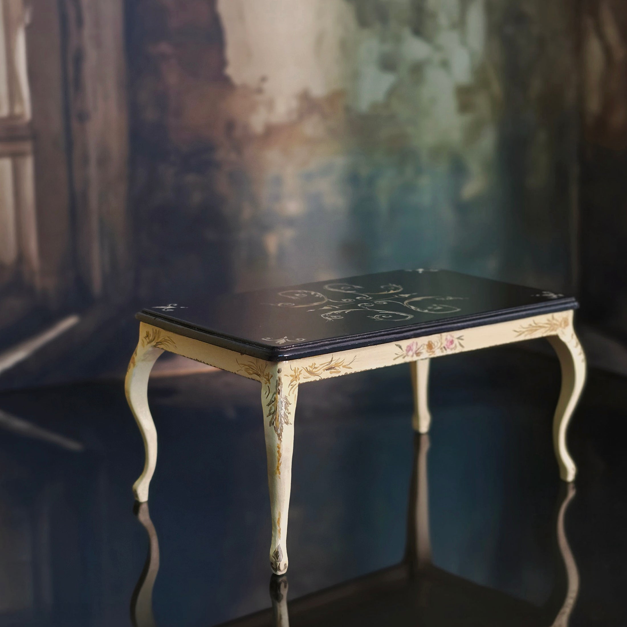 French Hand-Painted Dining Table by Renee Isabelle Miniature Dollhouse