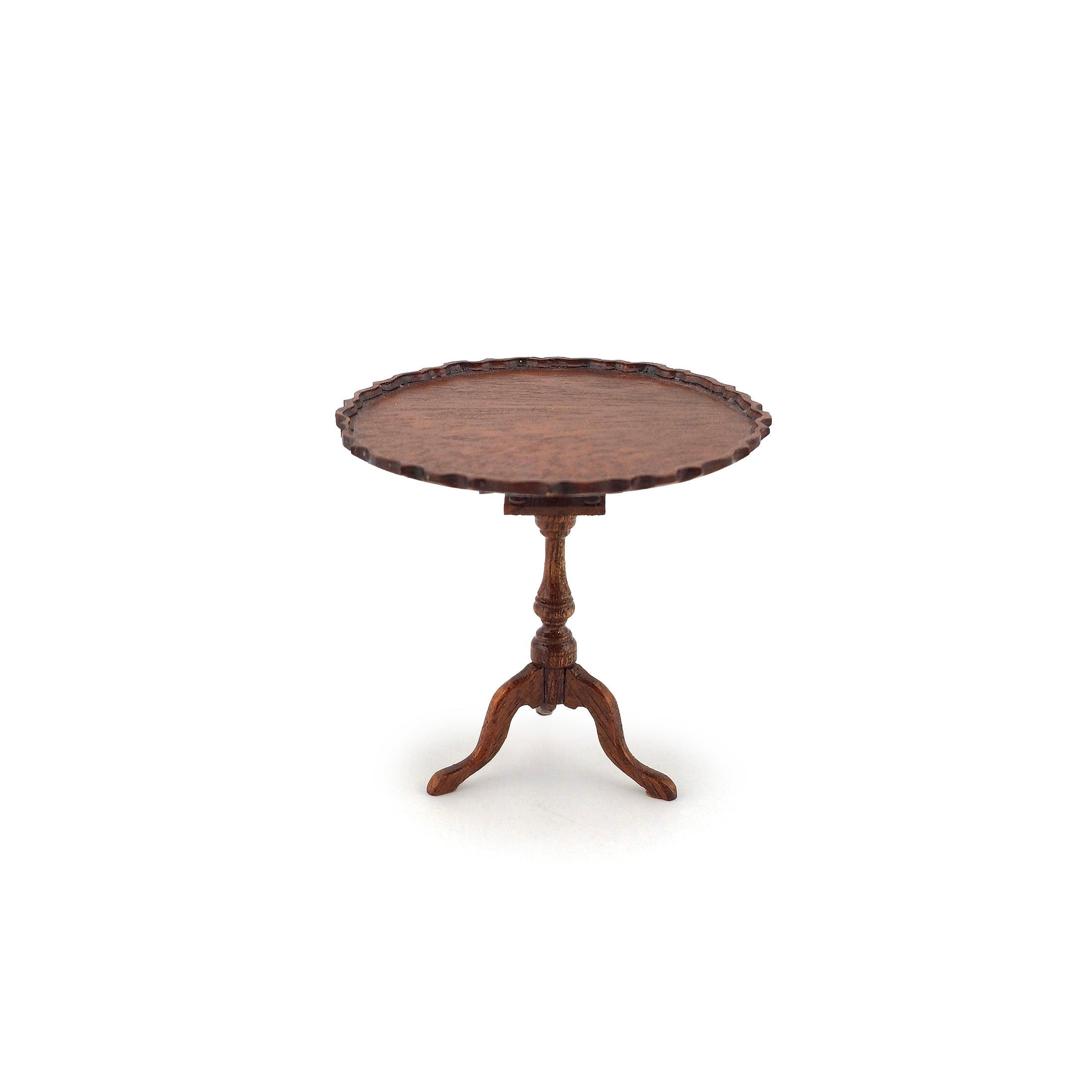 Signed 1980 Hand Carved Tilt-Top Pie Crust Table by Mark Hoffman