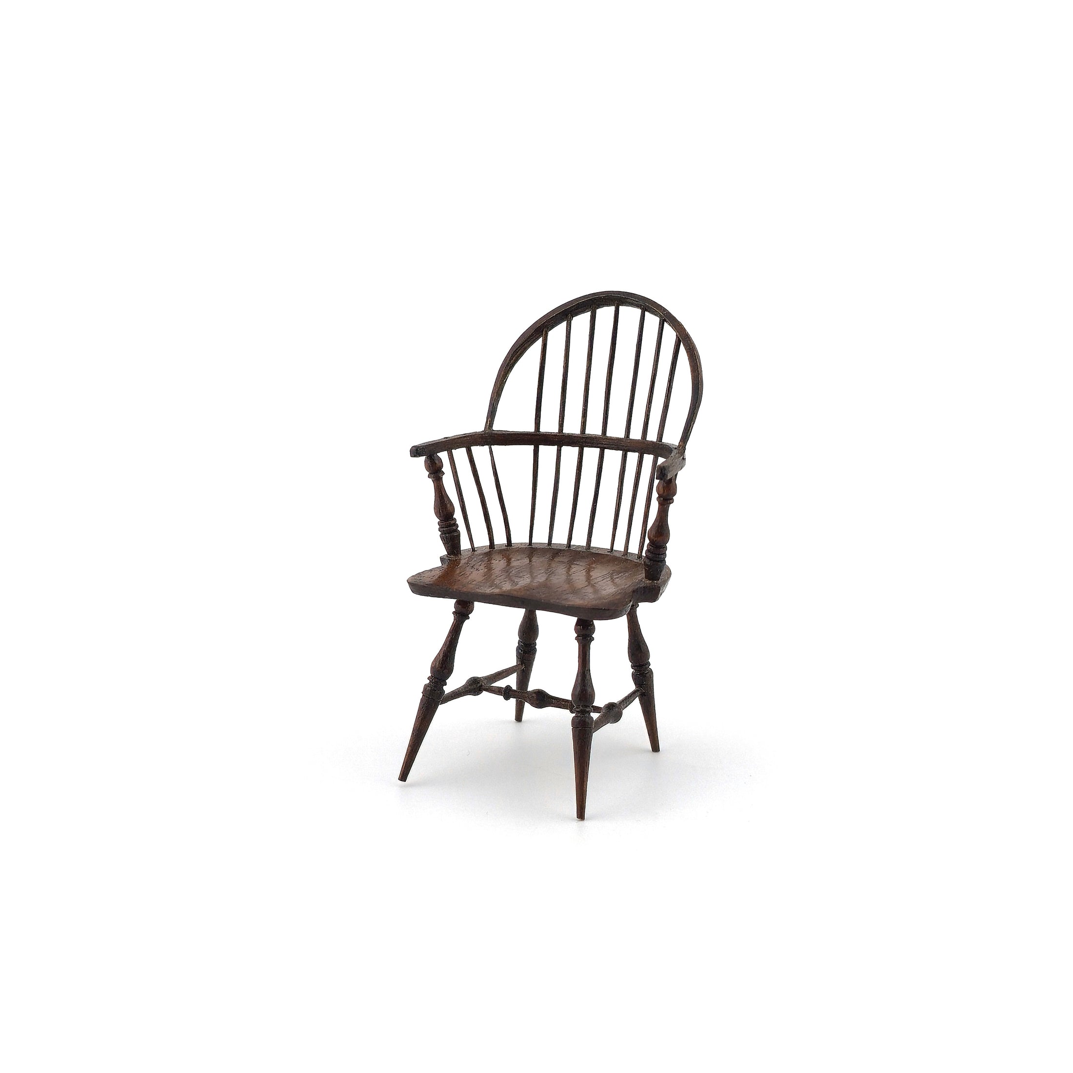 Hand Carved Detailed Sack-Back Windsor Armchair Miniature Dollhouse