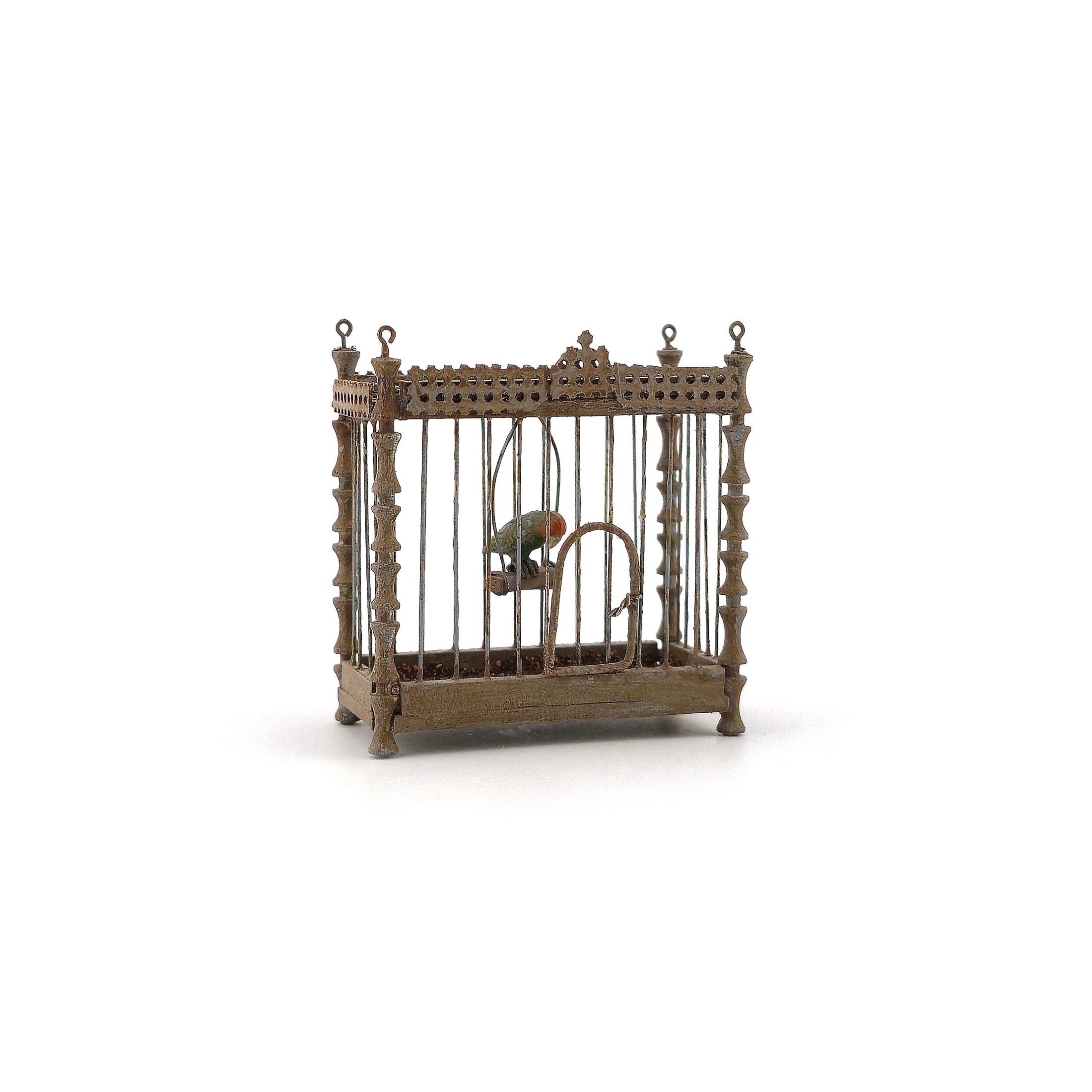 Francine Coyon Old World French Birdcage with Swinging Bird Miniature