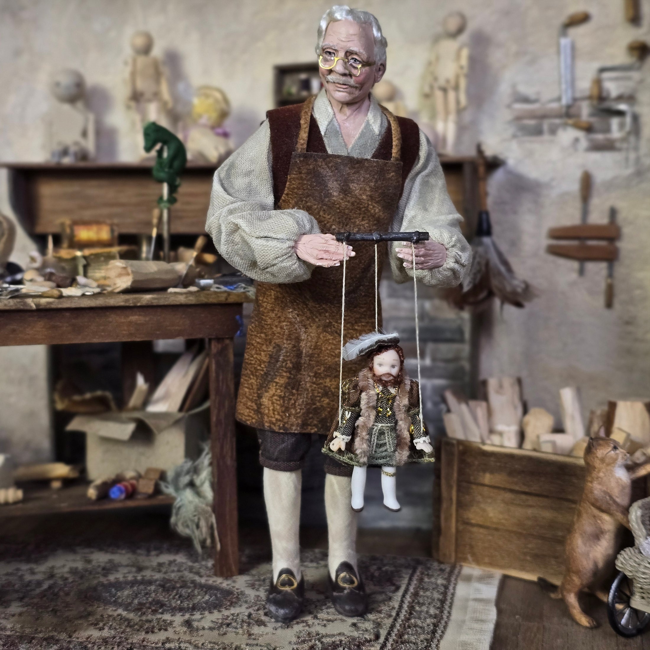 Debbie Dixon-Paver Miniature King Henry VIII Porcelain Marionette Puppet