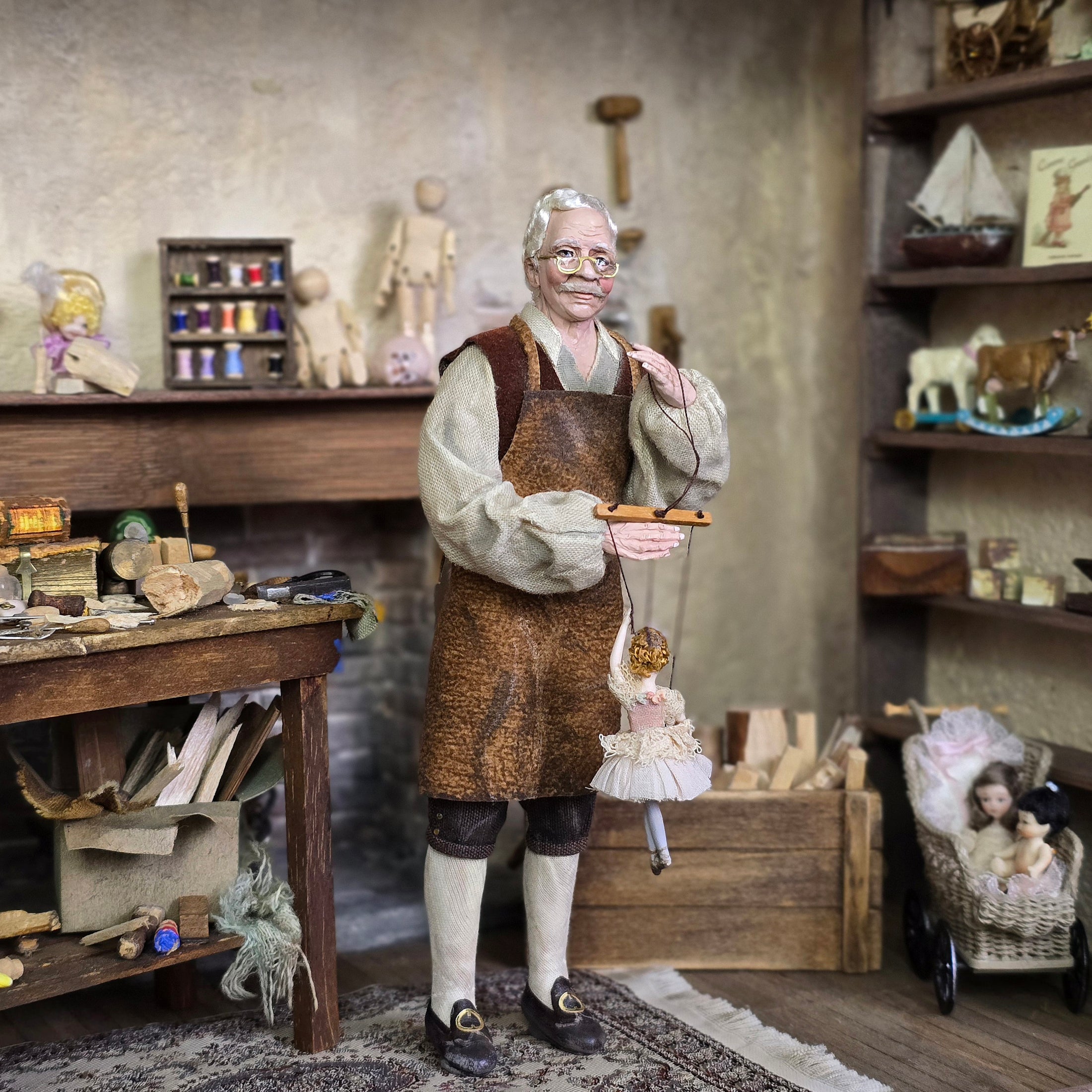 Elegant Old World Ballerina Marionette Puppet by Almudena Gonzalez