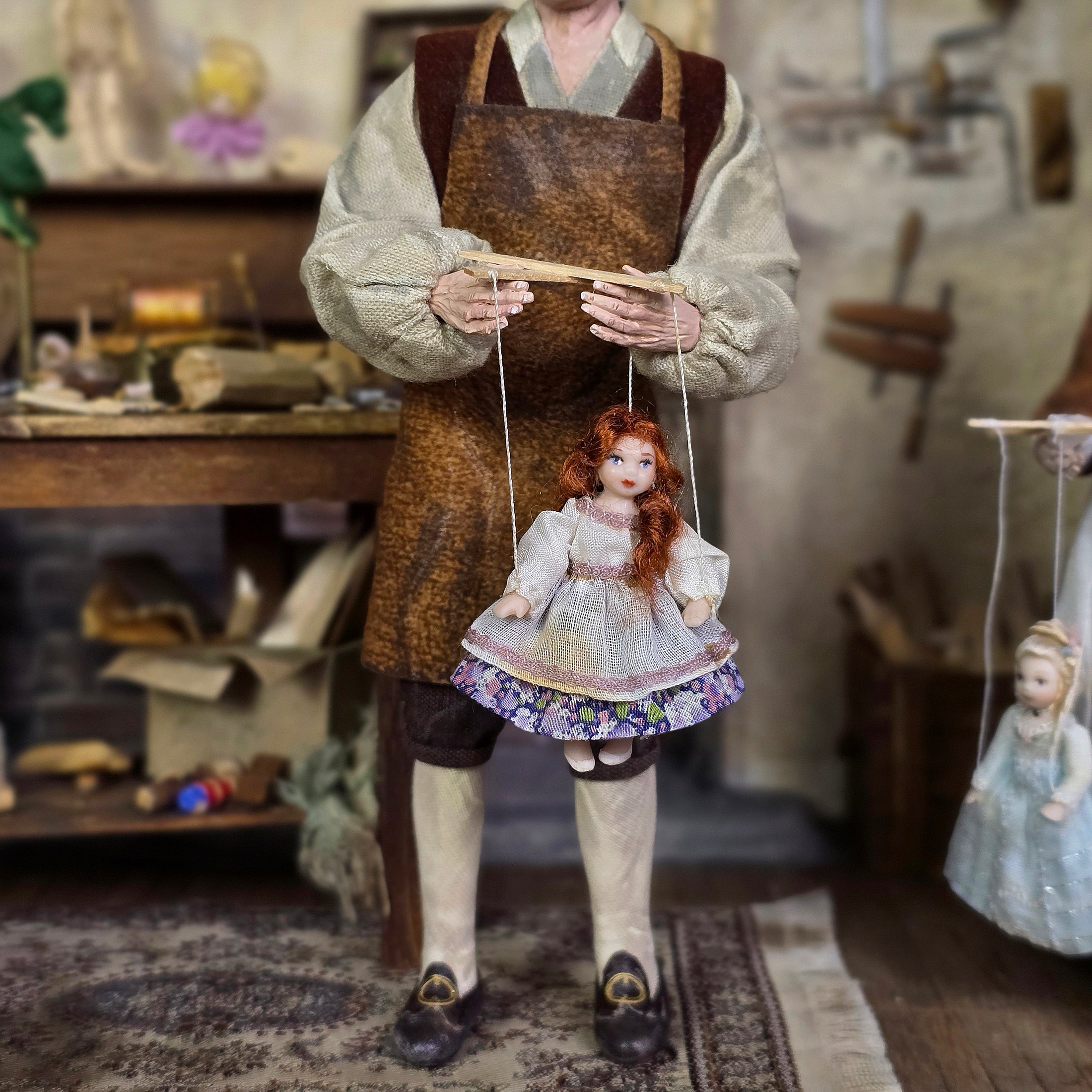 Red-Haired Maiden Marionette Puppet by Loretta Kasza on Puppet Strings