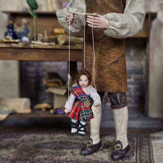 Scottish Highlander Kilted Boy Marionette Puppet by Loretta Kasza