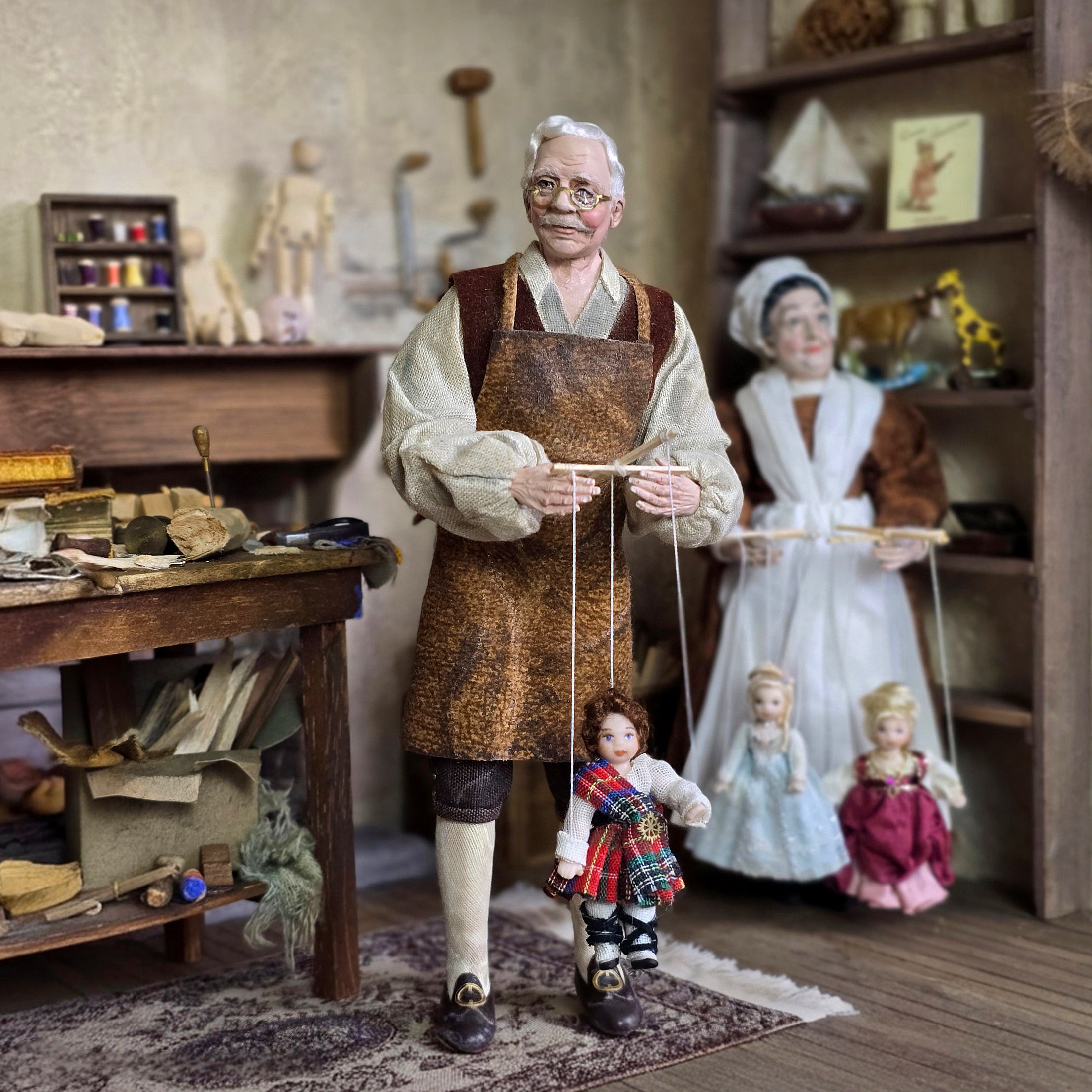 Scottish Highlander Kilted Boy Marionette Puppet by Loretta Kasza