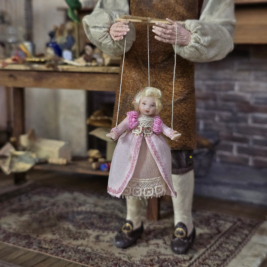 Storybook Pink Princess Marionette Puppet Doll by Loretta Kasza 1:12