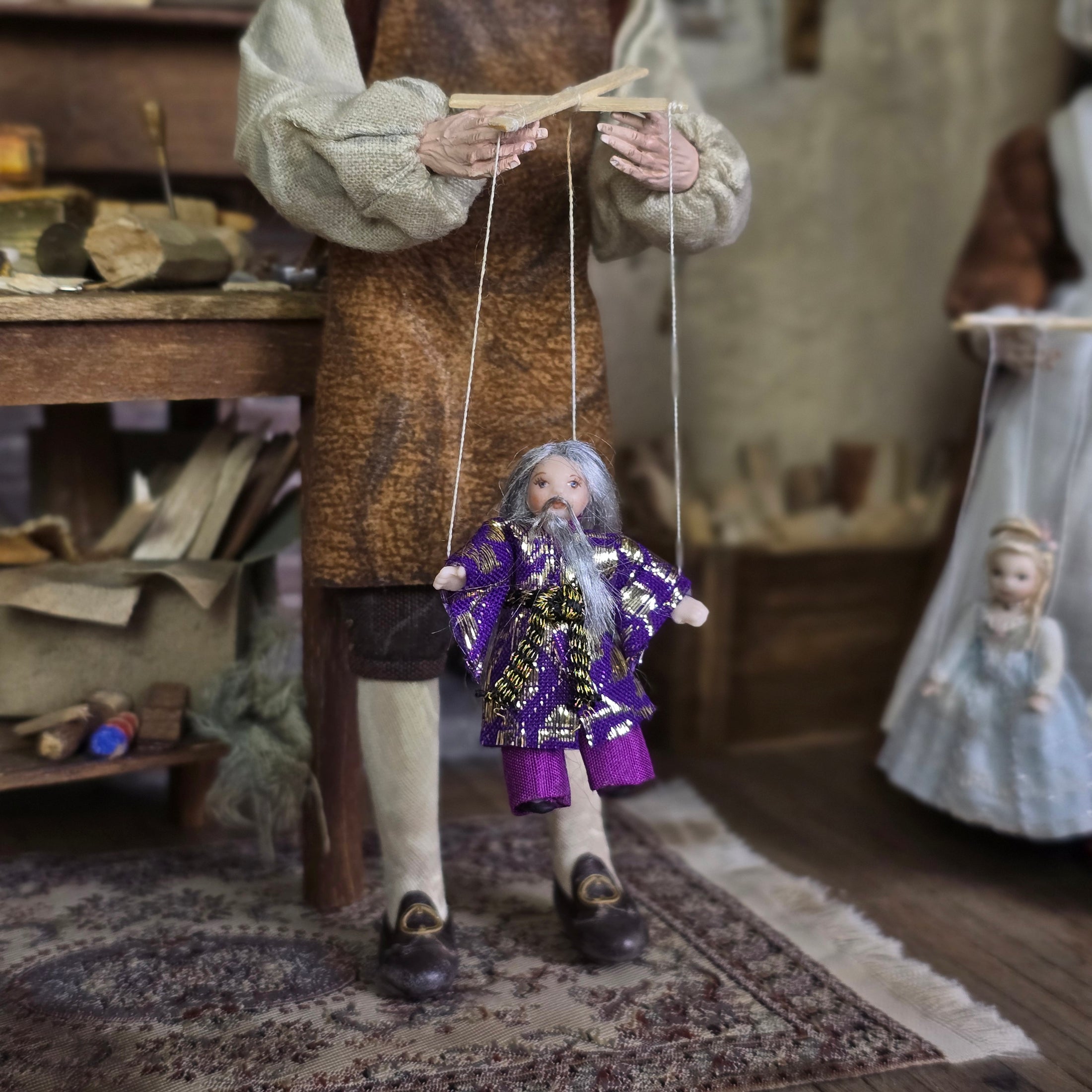Storybook Wise Old Wizard Marionette Puppet Doll by Loretta Kasza
