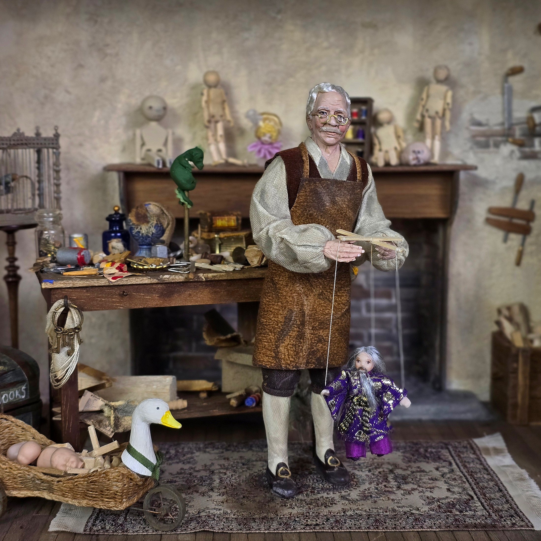 Storybook Wise Old Wizard Marionette Puppet Doll by Loretta Kasza