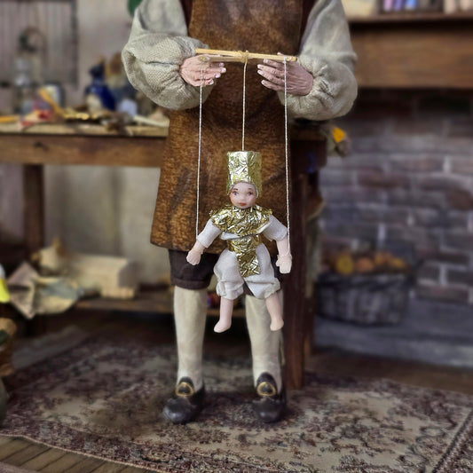 Egyptian Pharaoh Marionette Puppet Doll by Loretta Kasza 1:12