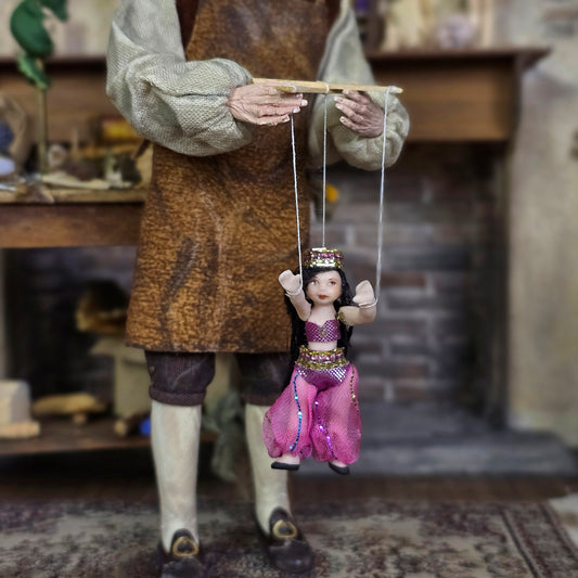 Pink Arabian Princess Marionette Puppet Doll by Loretta Kasza 1:12